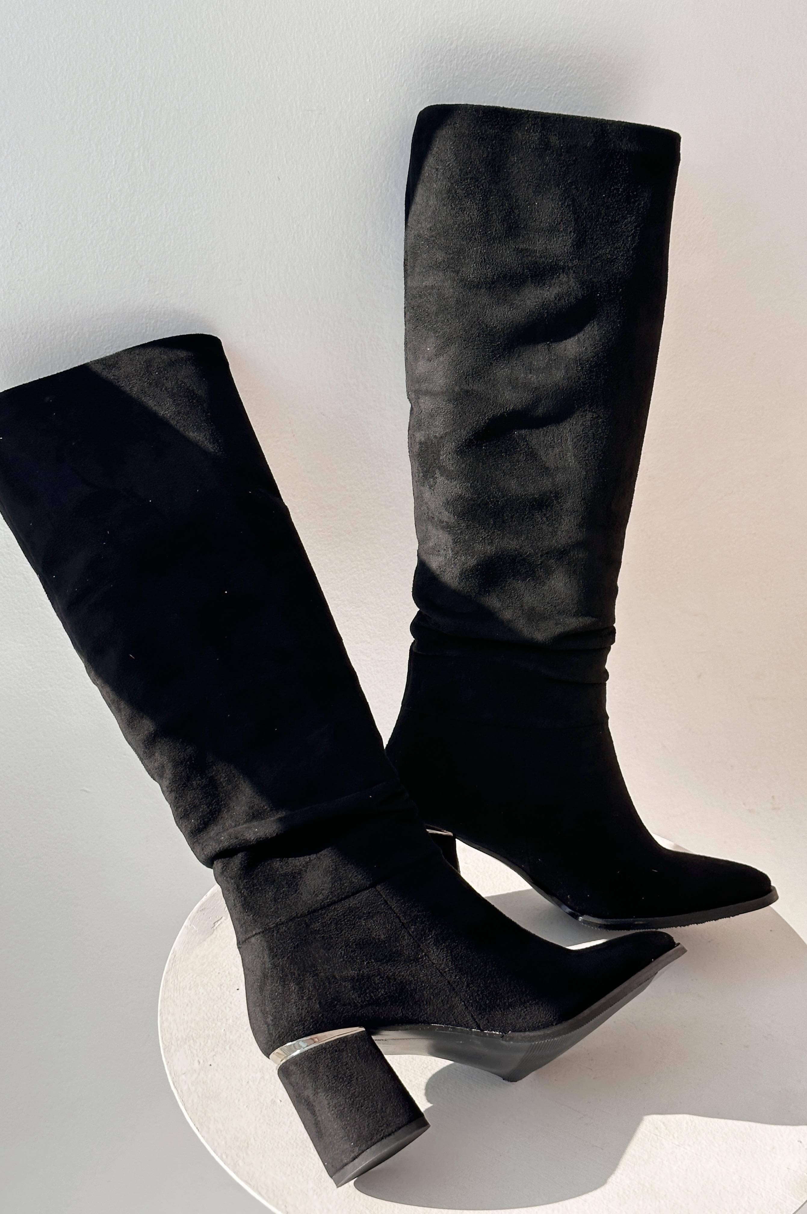 Votens suede bellows woman heeled boots black