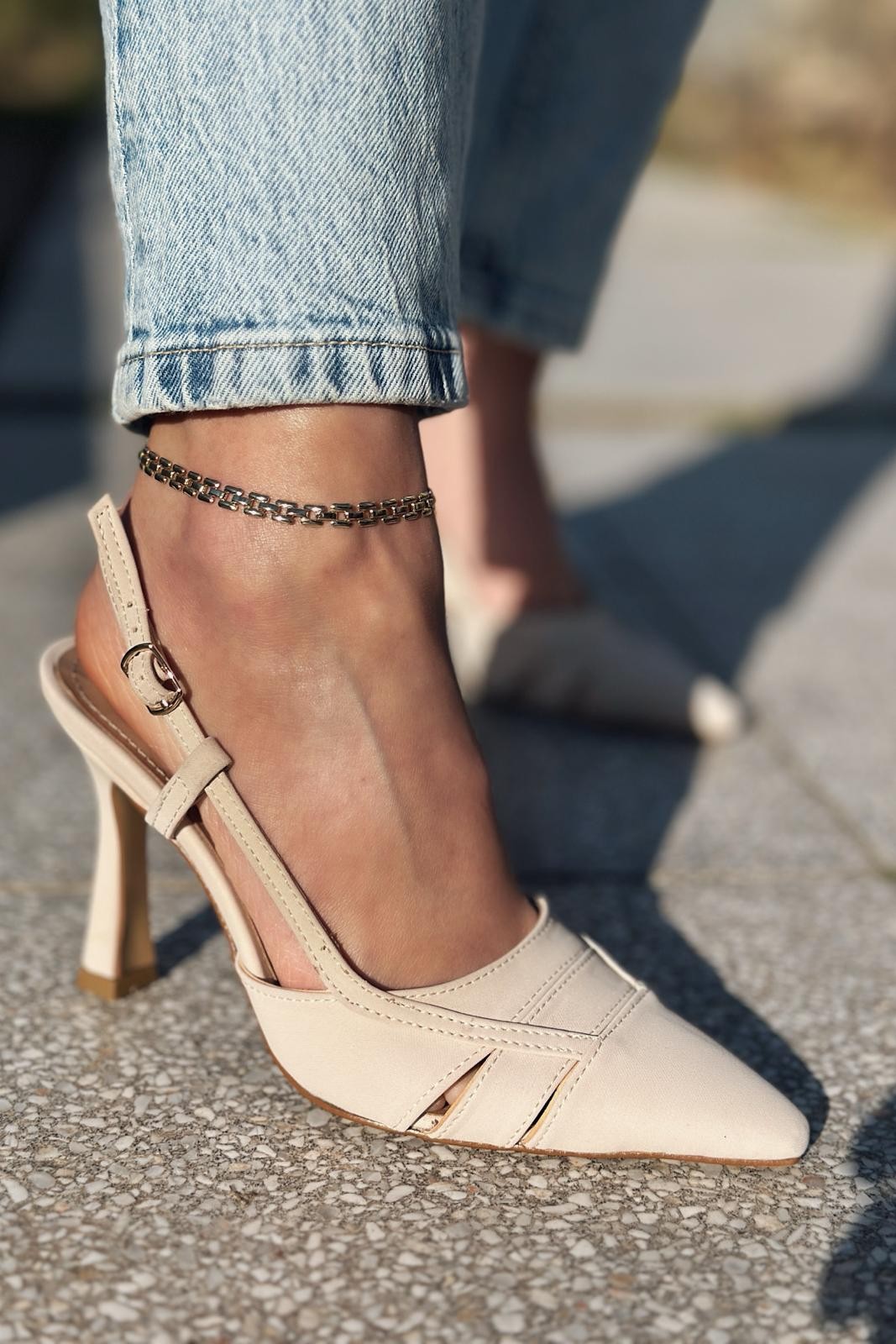 Loricel Nubuck High Heel Stiletto Beige