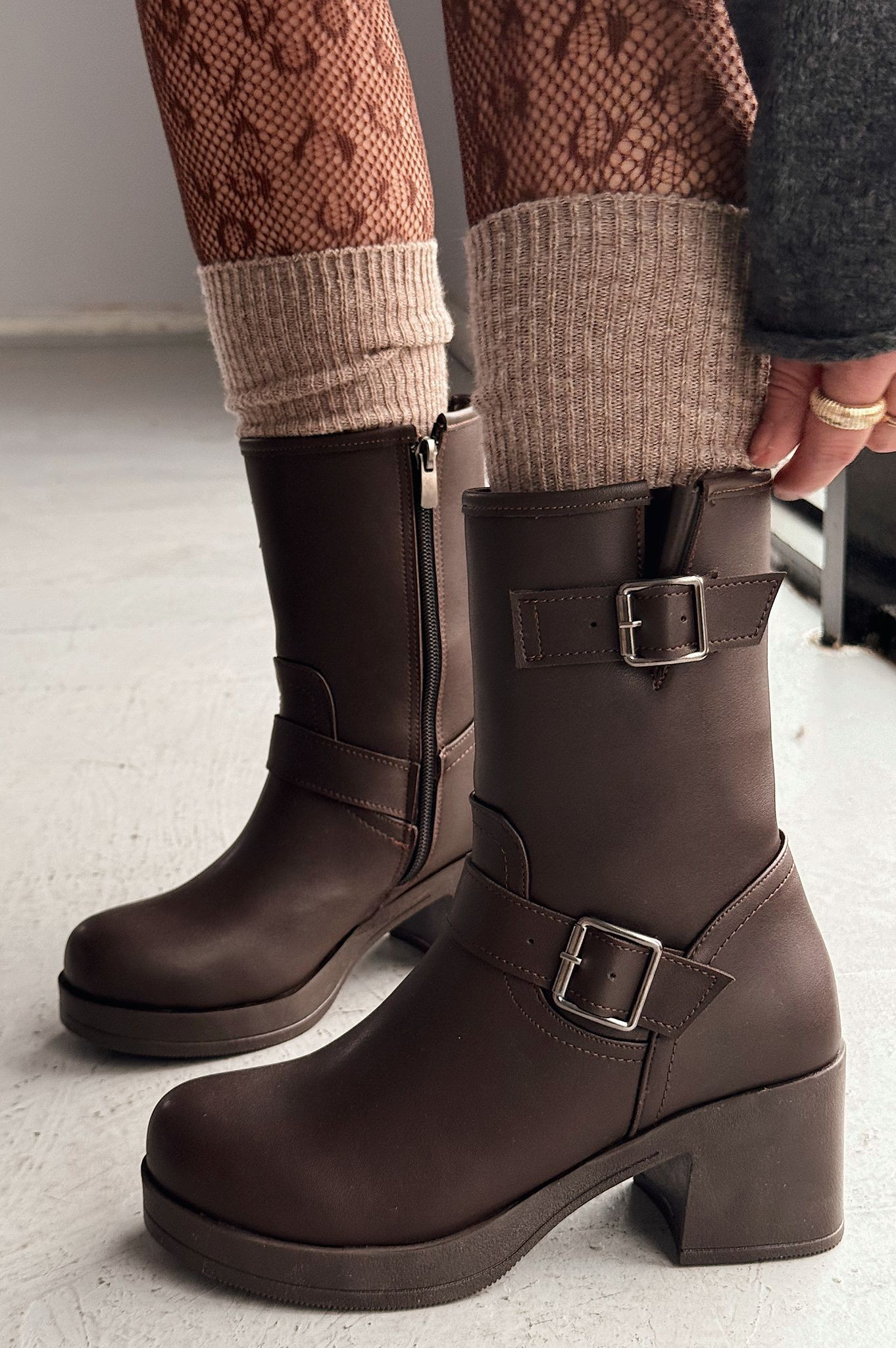 Kalora Brown Zipper Heel Women's Boots