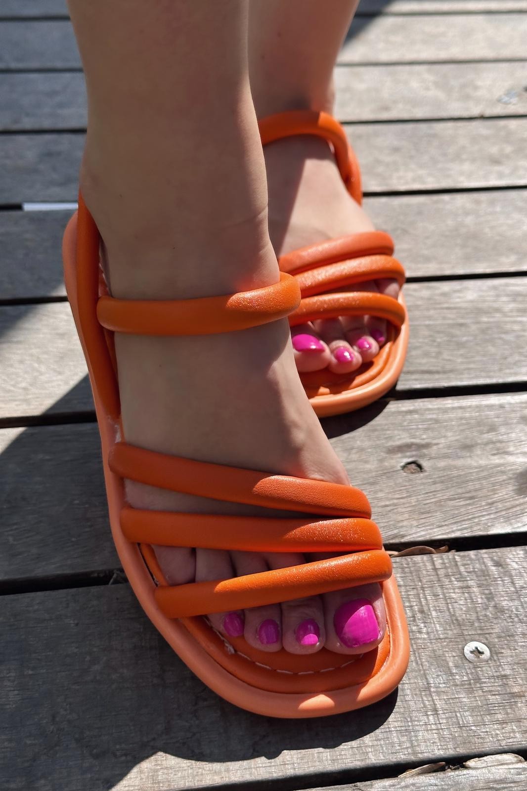 Sanpe matte leather woman sandals orange