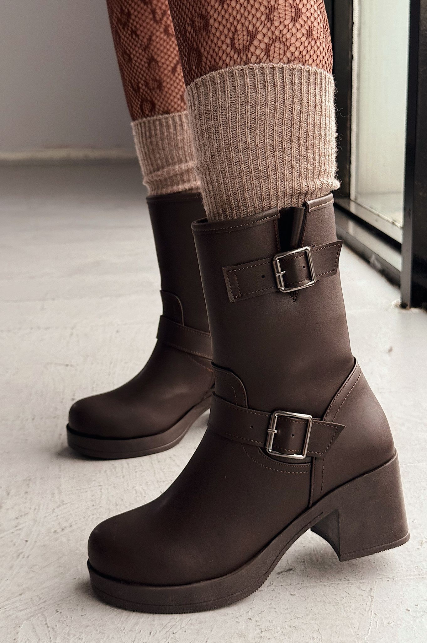 Kalora Brown Zipper Heel Women's Boots