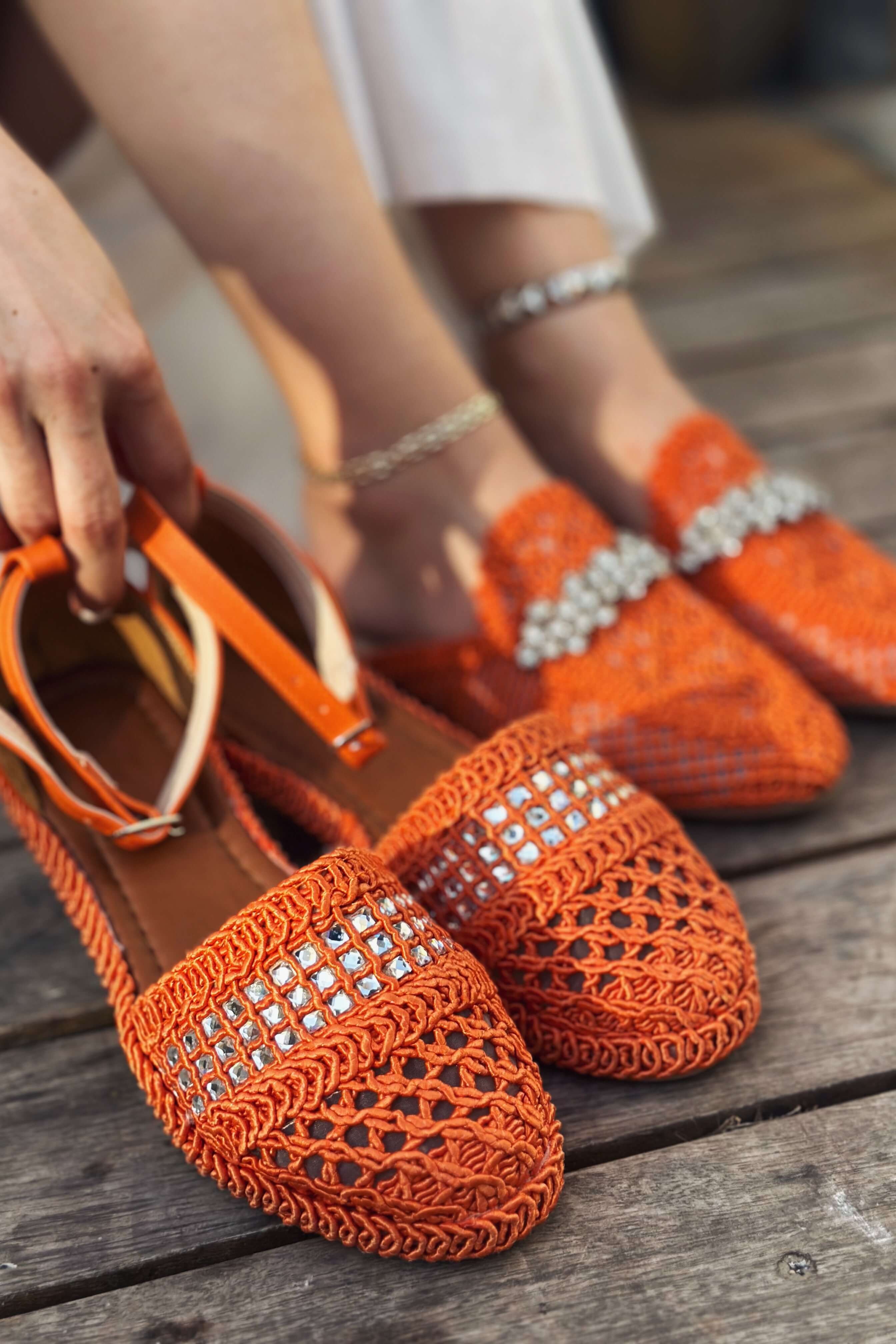 Lakes Knit Stone Detail Woman Babet Orange