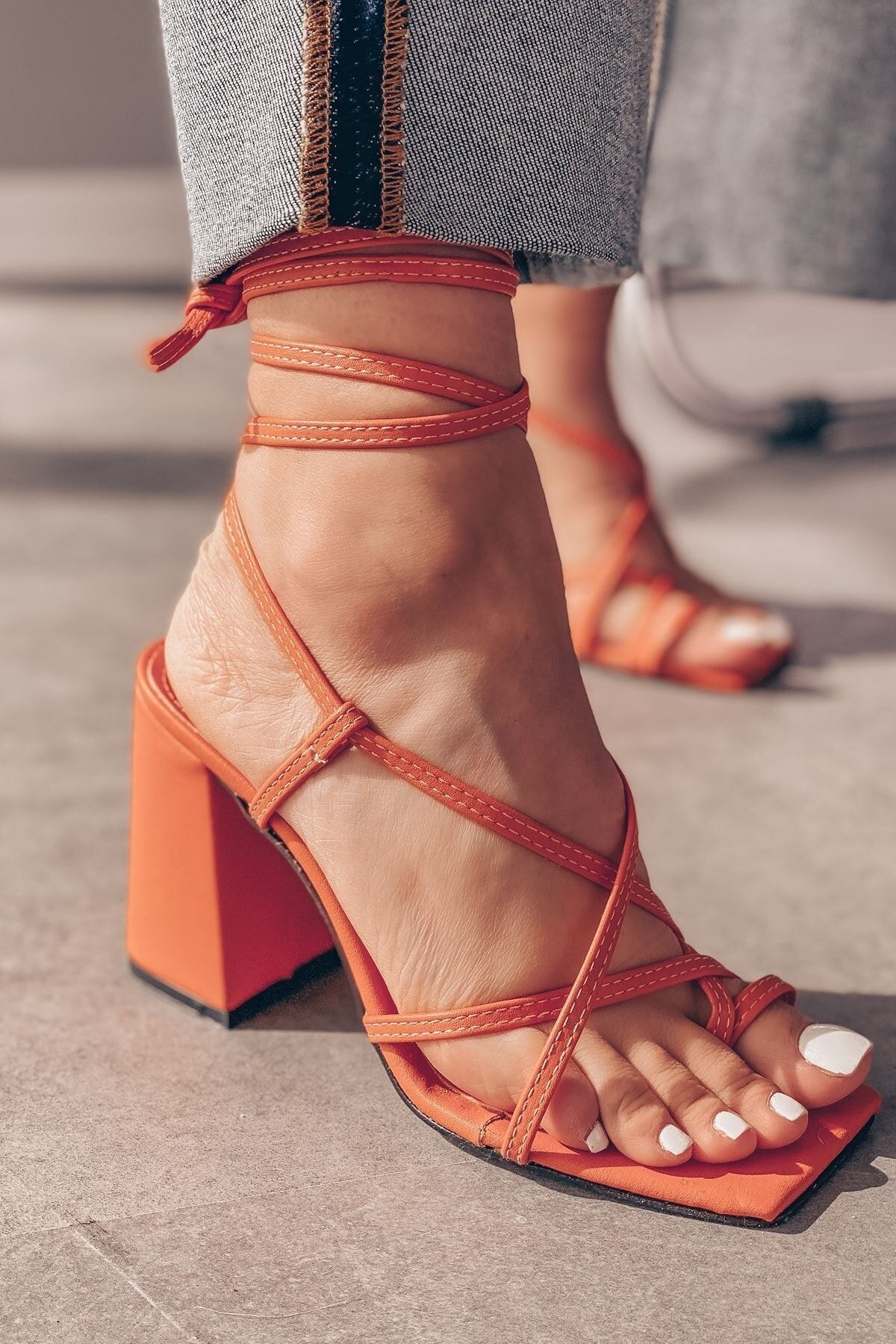Nigela Matte Leather High Heels Shoe Orange