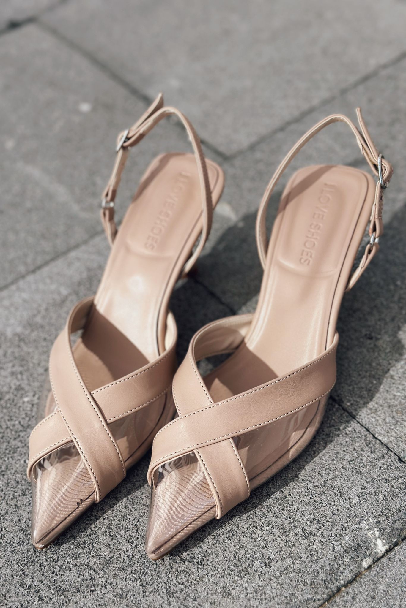 Savro Matte Leather Transparent Detailed Stiletto Nude