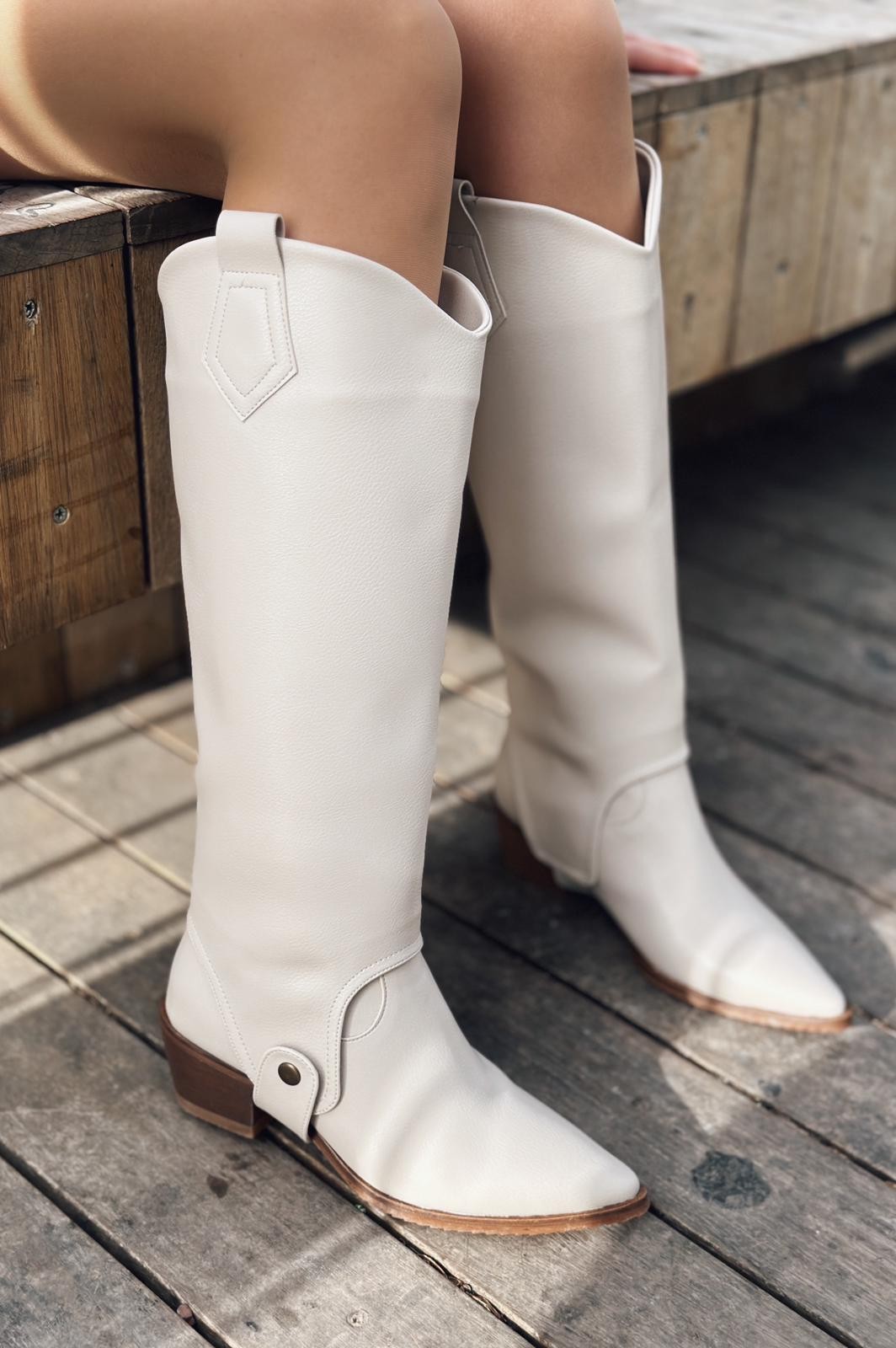 Morest Matte Leather Boots and Boots Beige