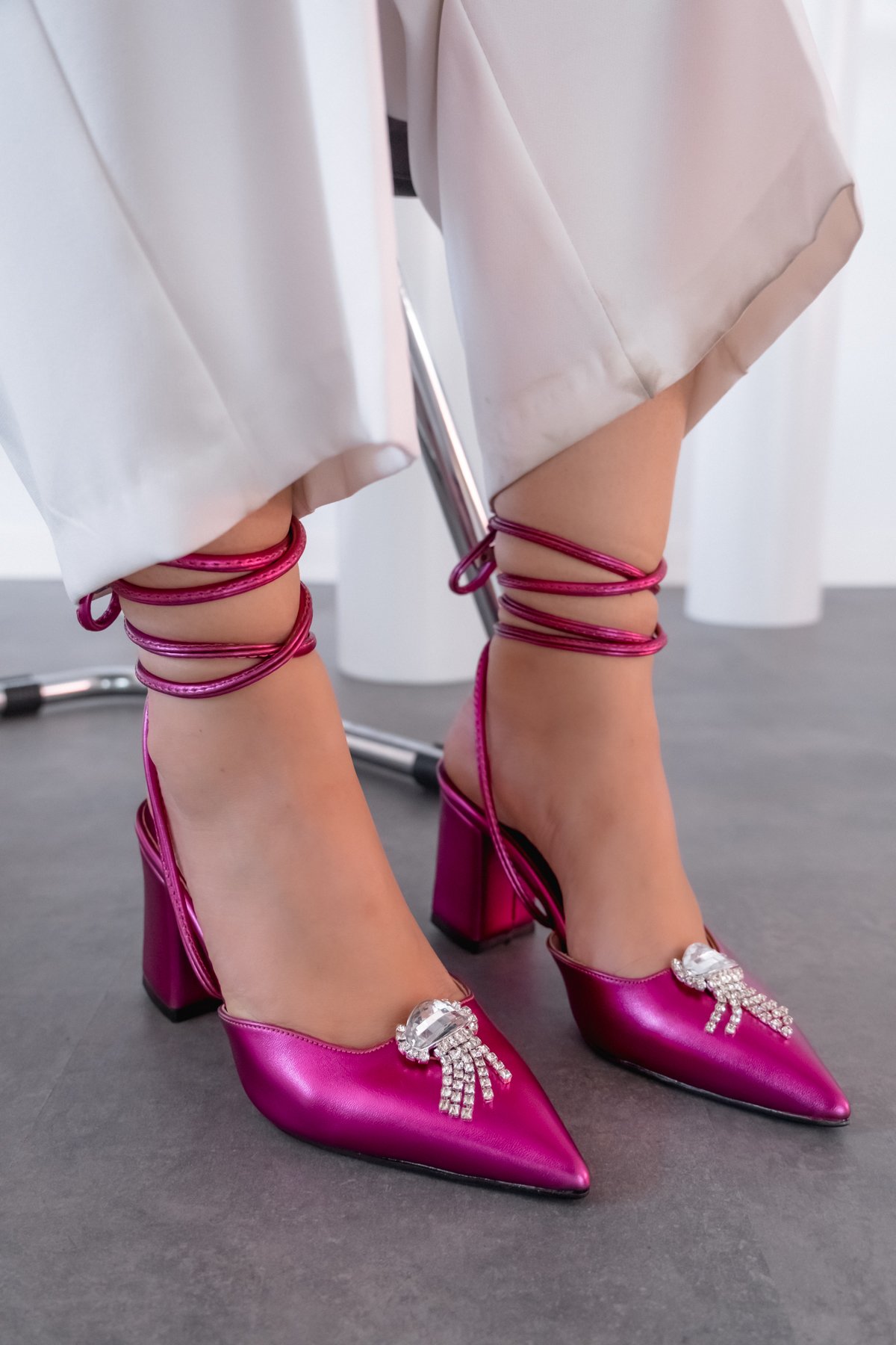 Teldina bright leather high heels stiletto fuchsia