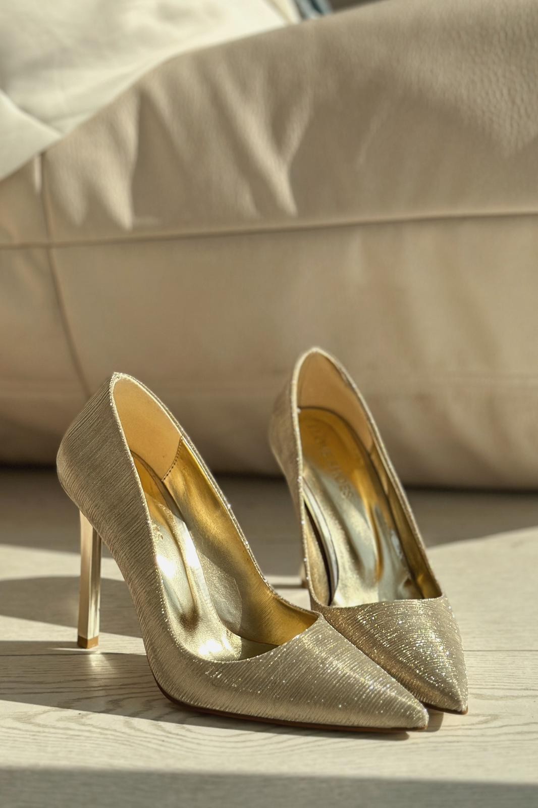 Tolfi Shiny Leather Heel Detailed Stiletto Gold