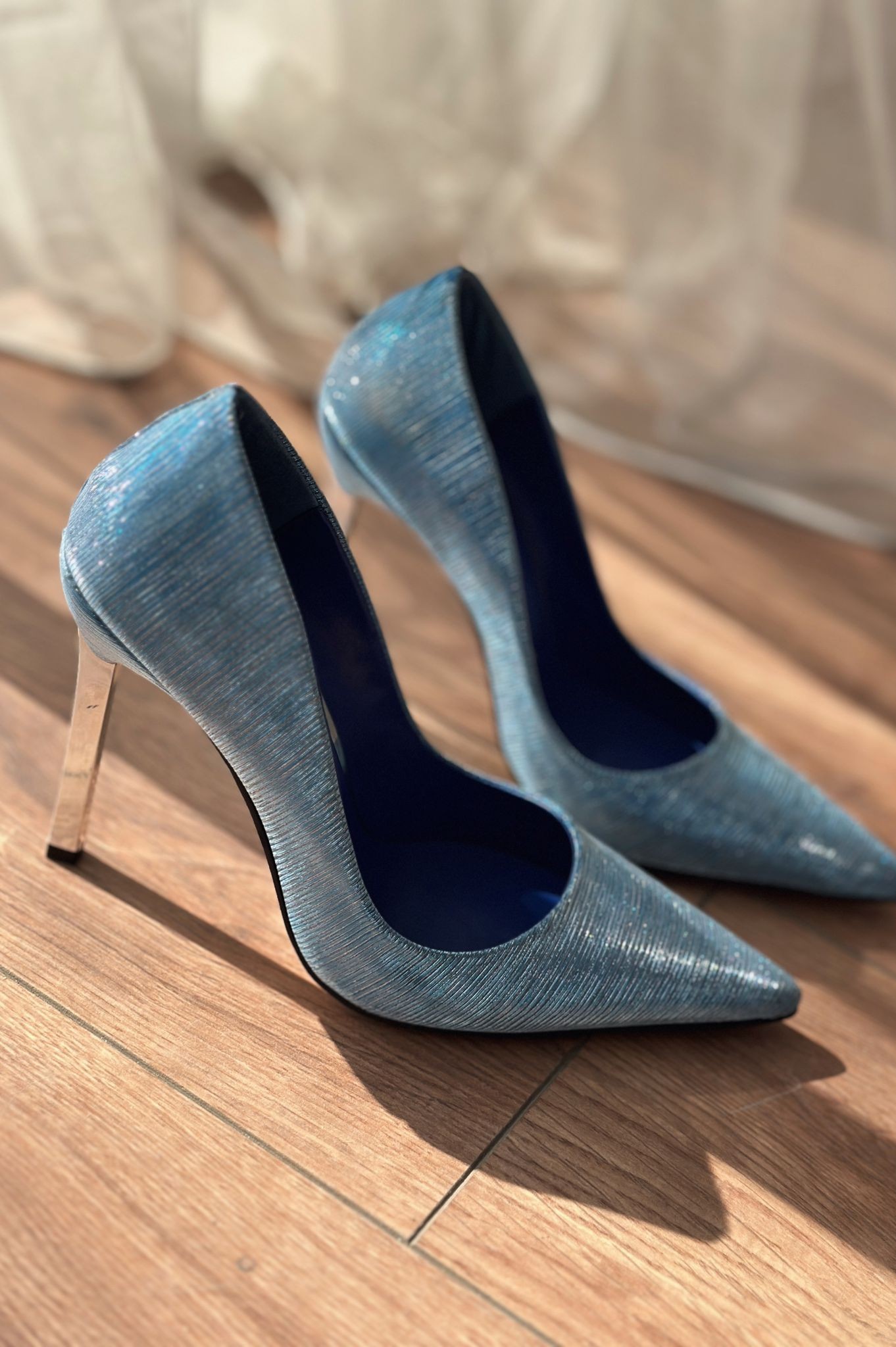 Tolfi Shiny Leather Heel Detailed Stiletto Blue