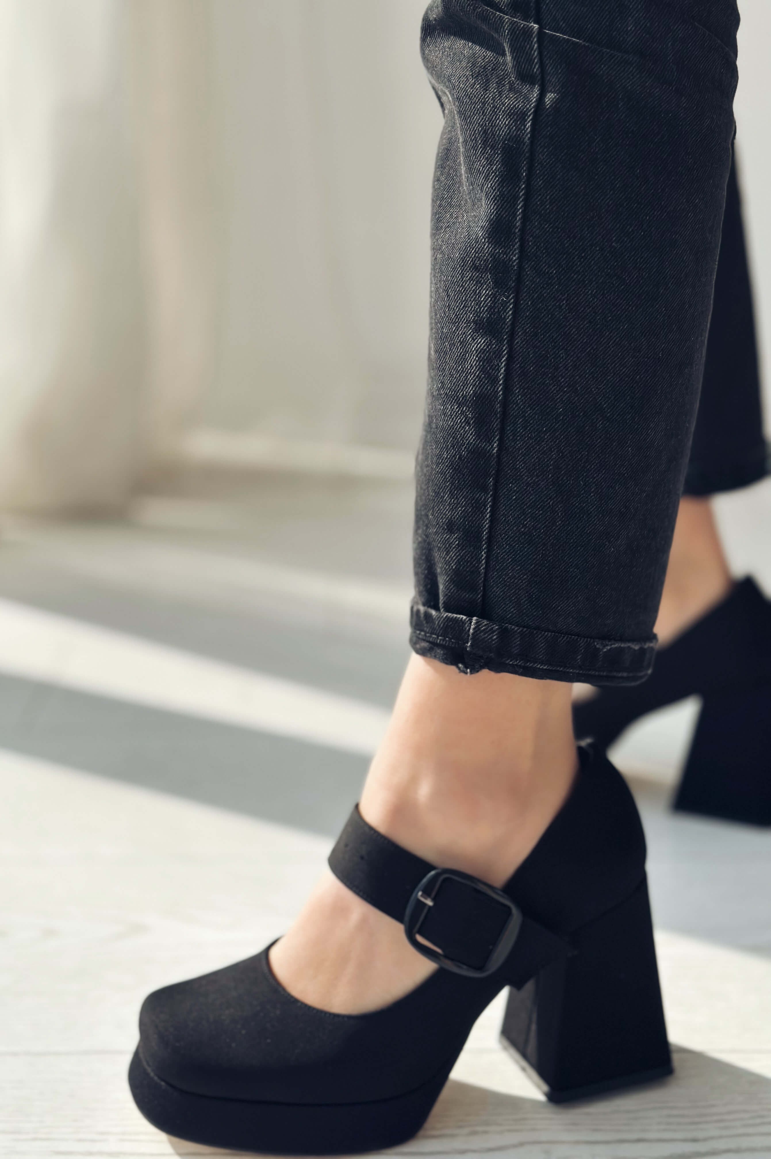 Alpons Satin Women's Platform Heels Shoes Black