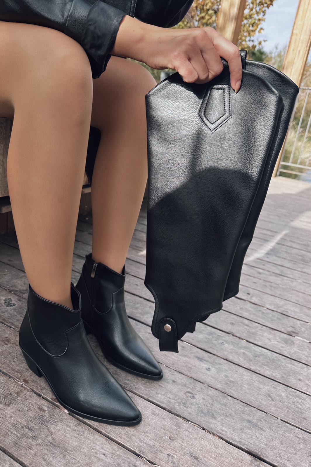 Morest Matte Leather Boots and Boots Black