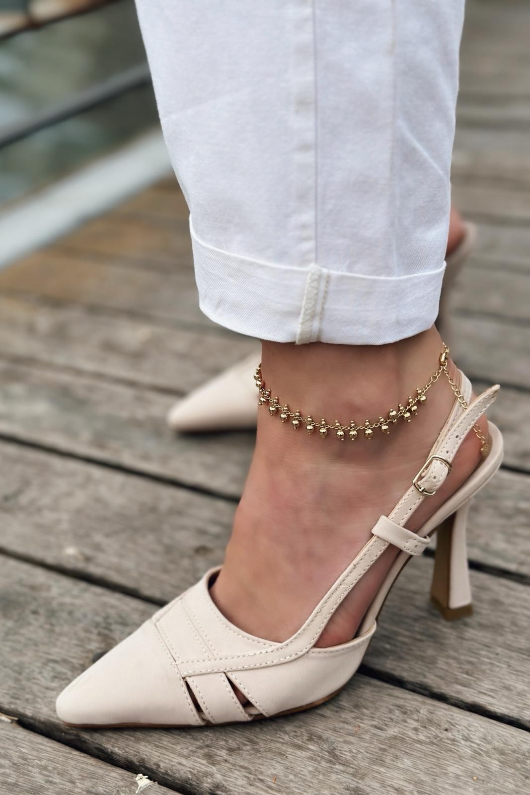 Loricel Nubuck High Heel Stiletto Beige