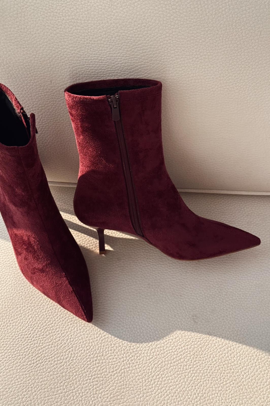 Orvex Suede Women's Heeled Boots Burgundy