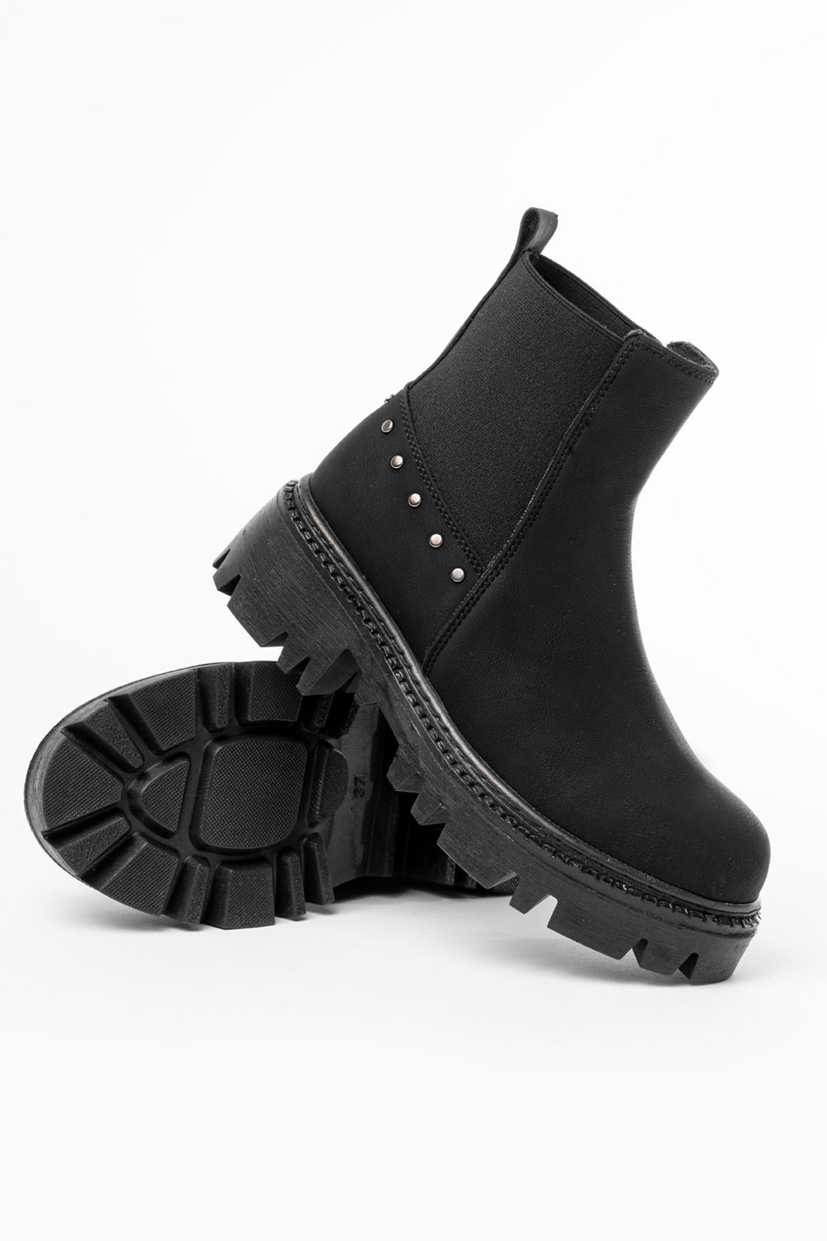 Veniro Black Elastic Women's Boots