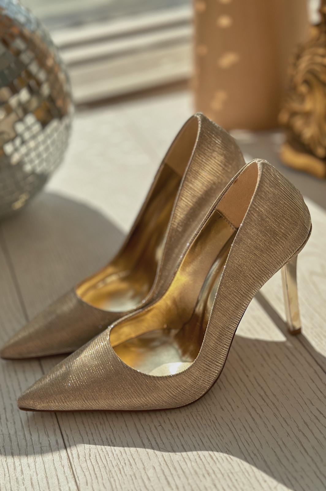 Tolfi Shiny Leather Heel Detailed Stiletto Gold