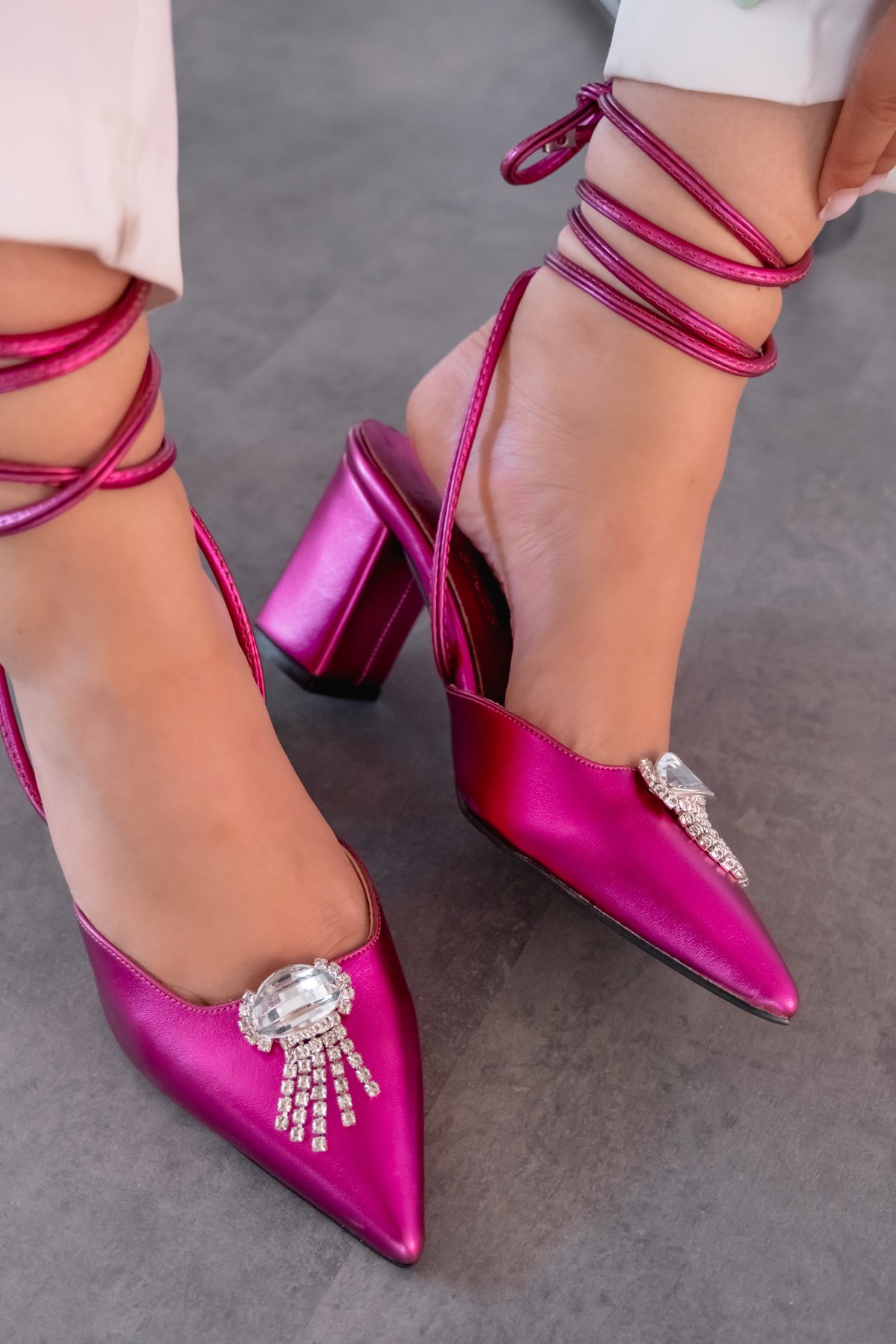 Teldina bright leather high heels stiletto fuchsia