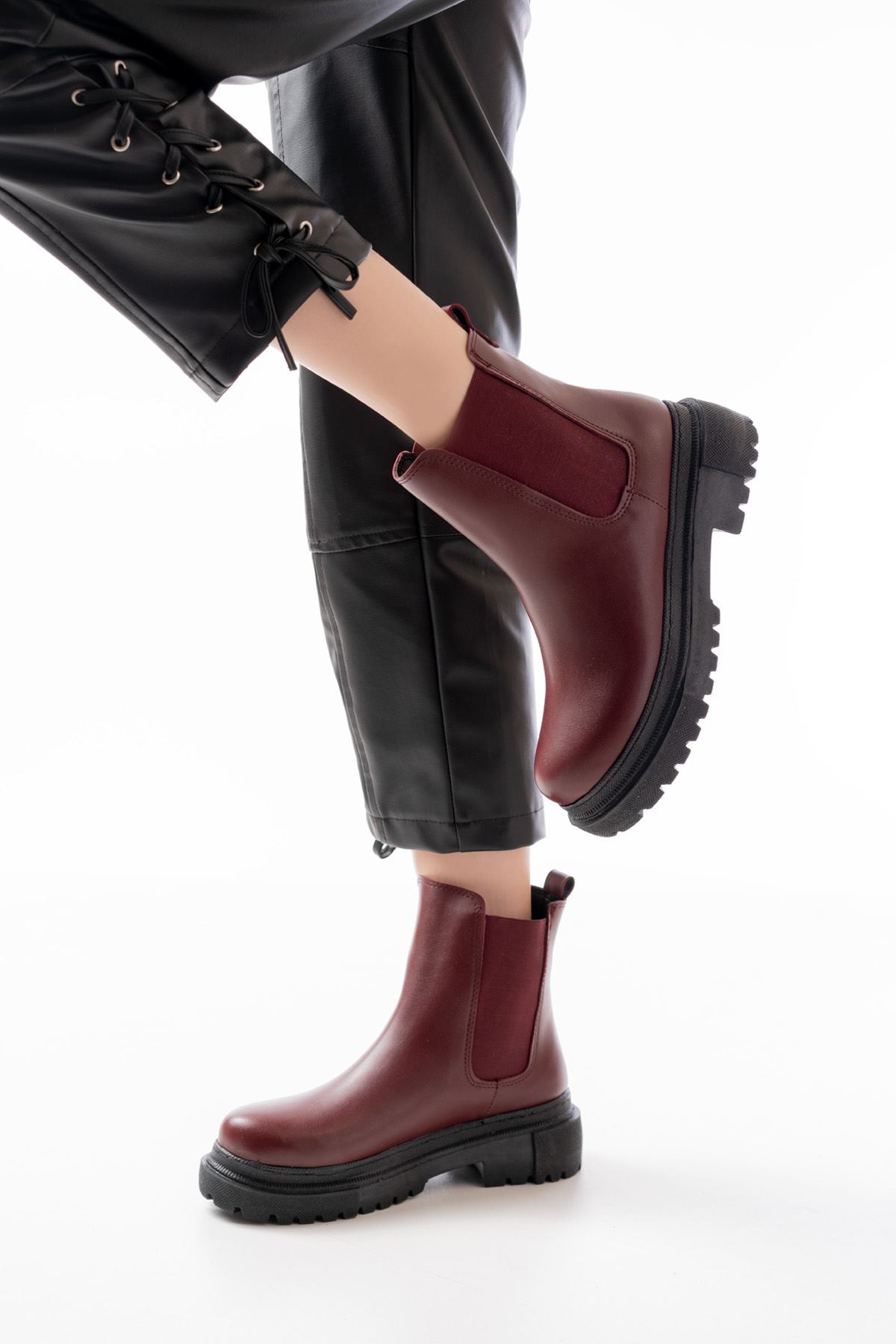 Soluna Burgundy Elastic Women's Boots