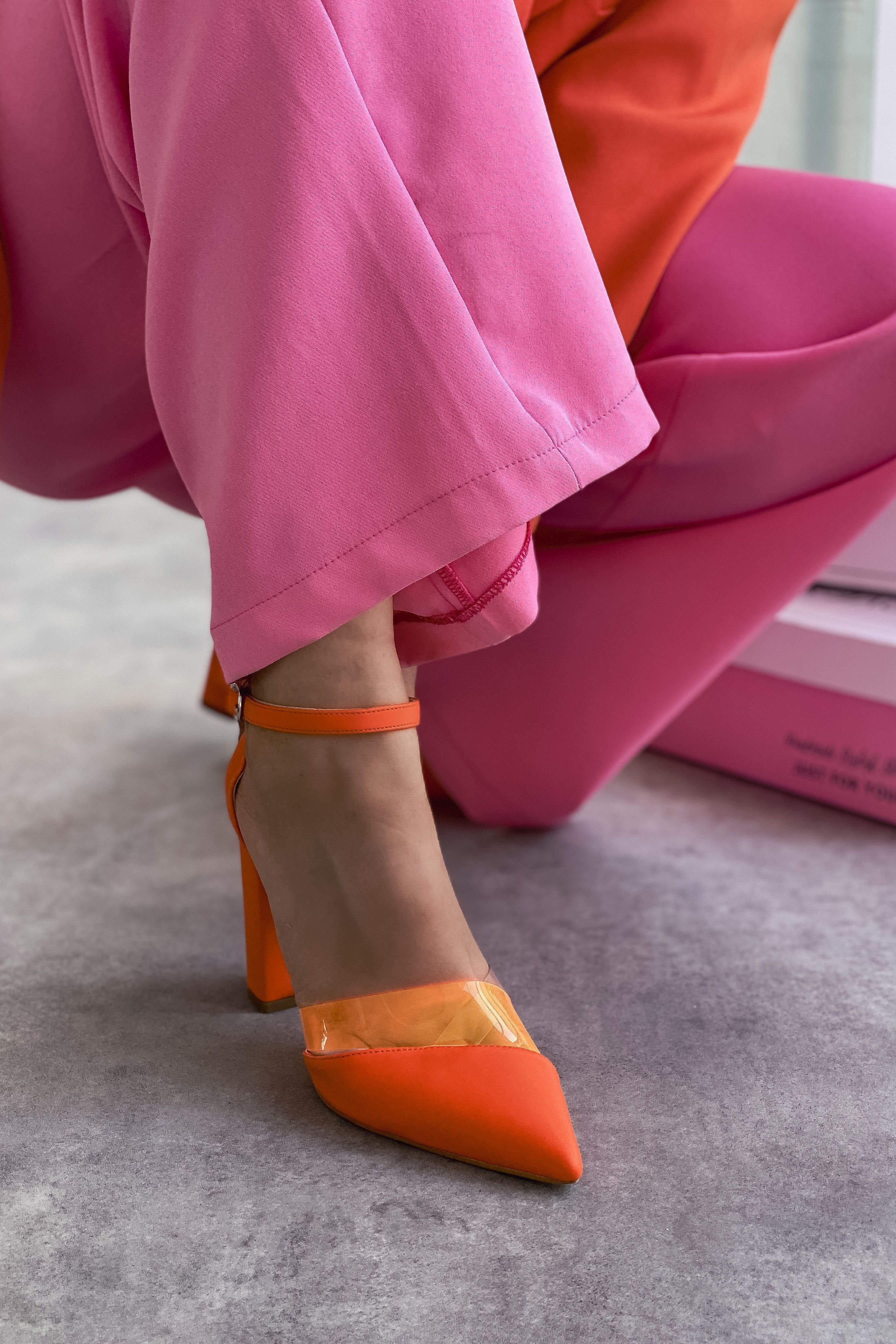 Morensa Matte Leather High Heels Shoe Orange