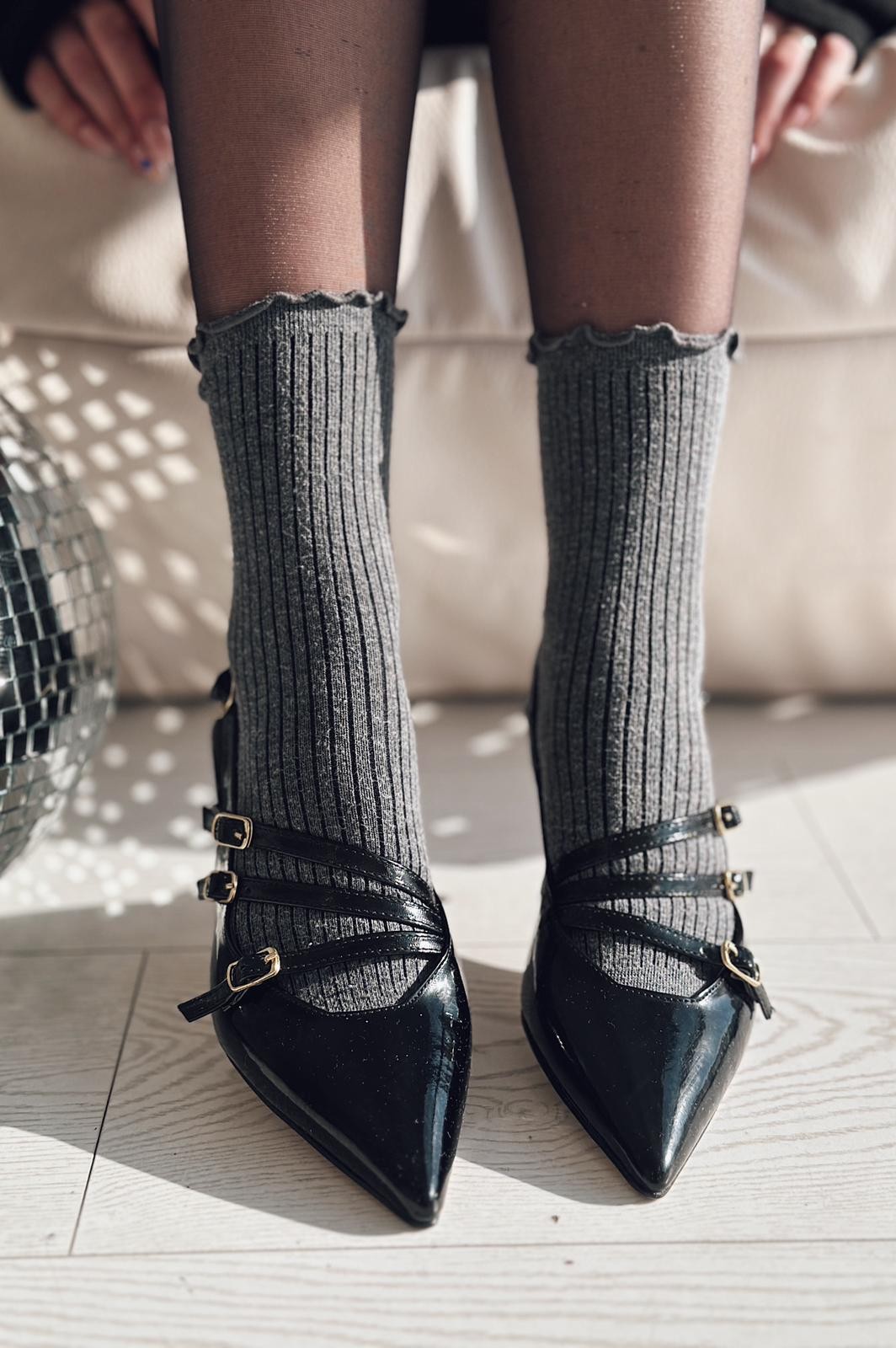 Osita Rugan Toka Detaylı Kısa Topuklu Stiletto Siyah