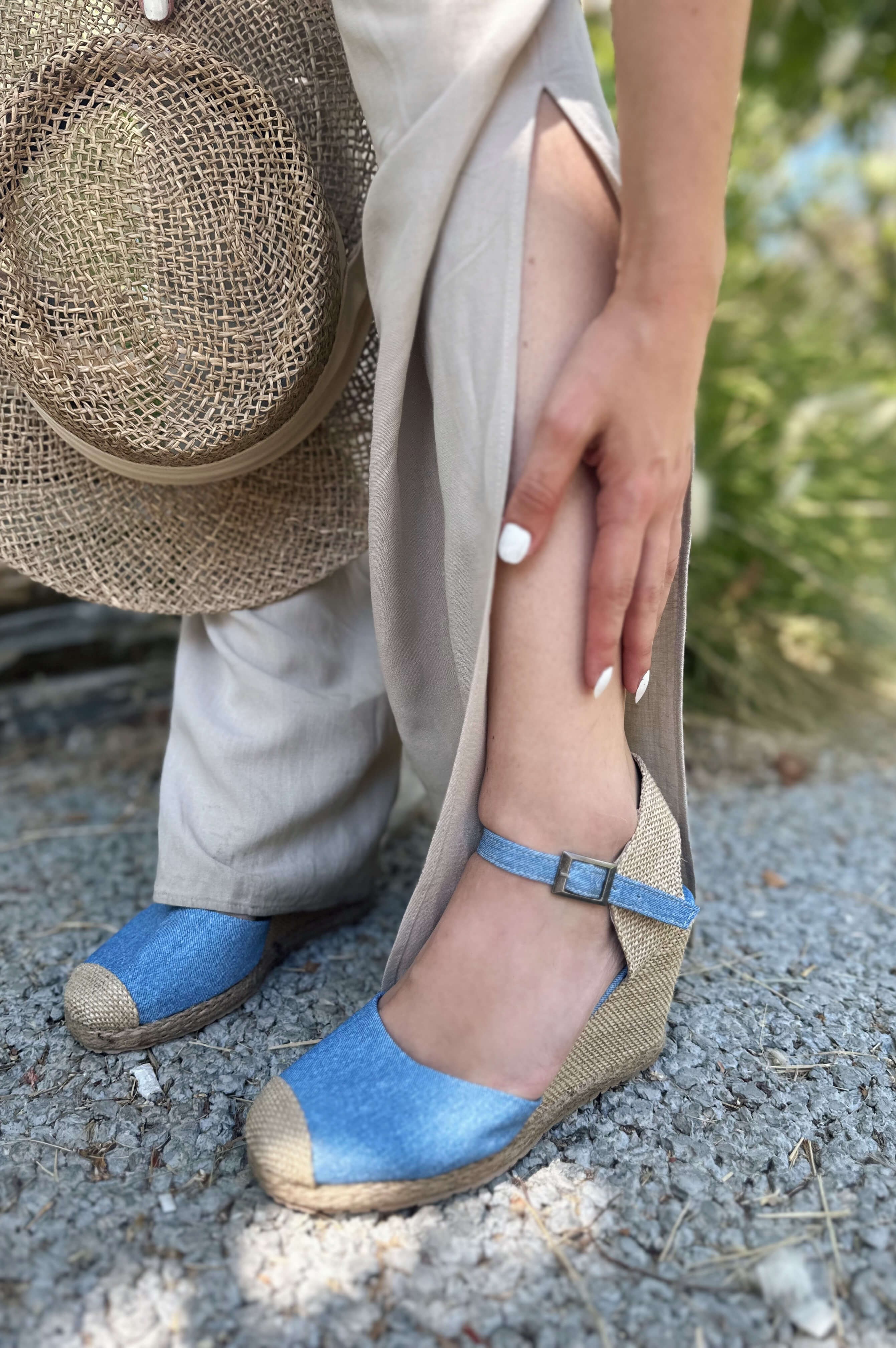 Rolina Jeans Kadın Dolgu Topuklu Ayakkabı Mavi