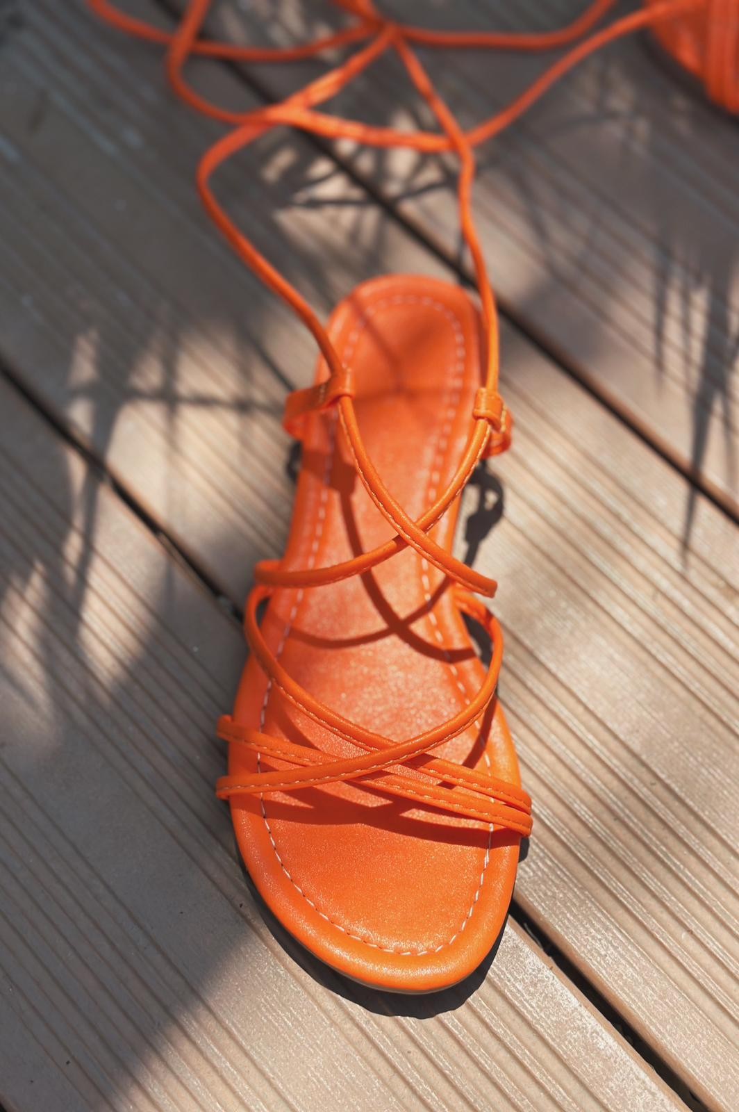 Devinsa Matte Leather Sandals Orange