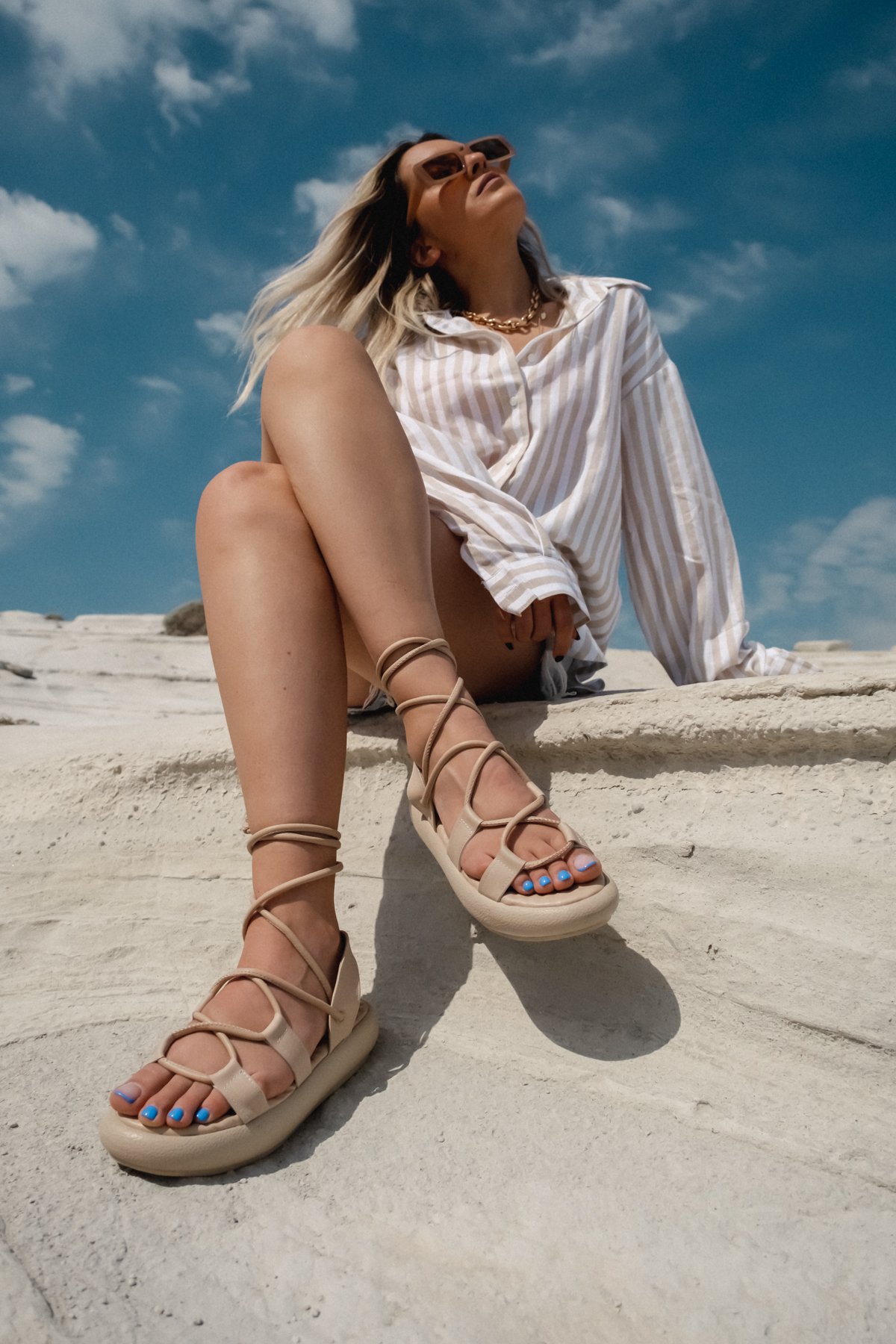 Ronebad Matte Leather Sandals Nude