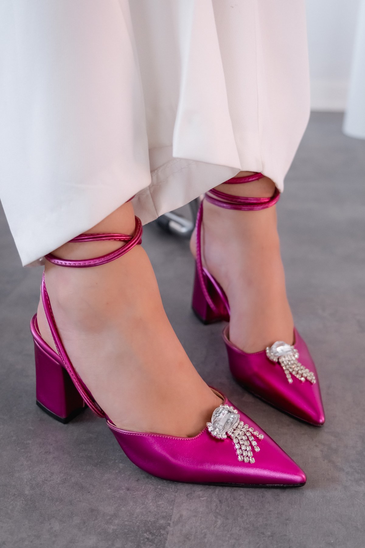 Teldina bright leather high heels stiletto fuchsia