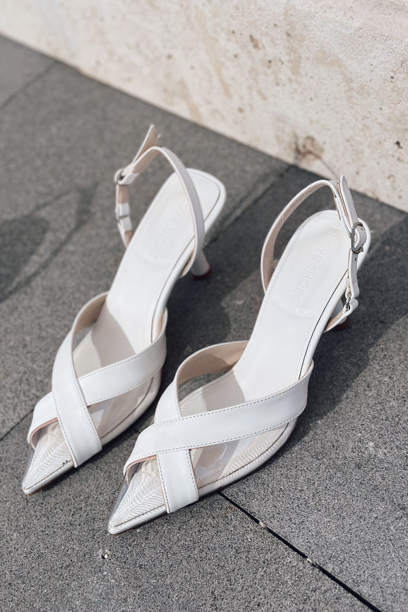 Savro Matte Leather Transparent Detailed Stiletto White