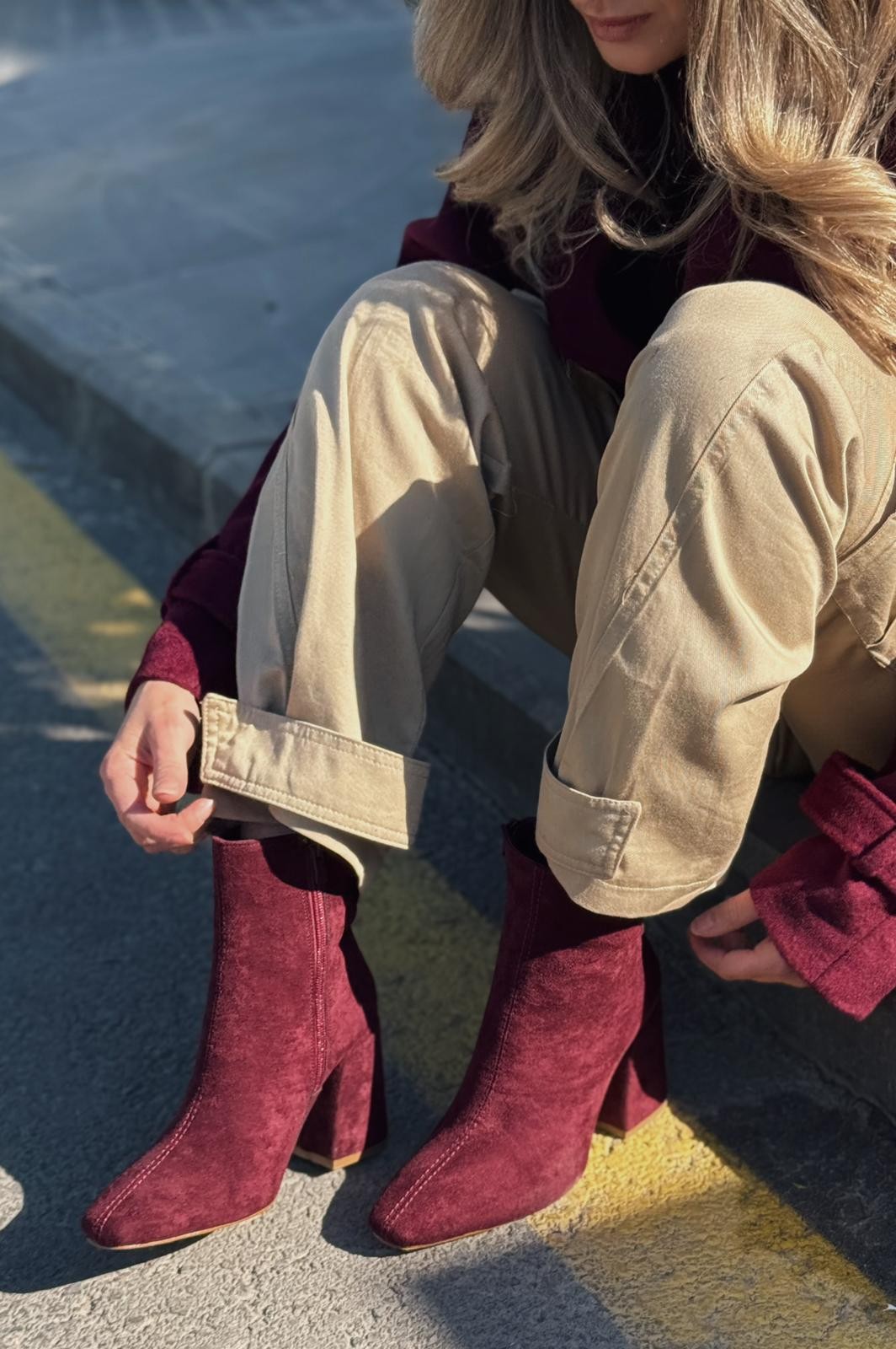 Larsew Burgundy Women's Heel Boots