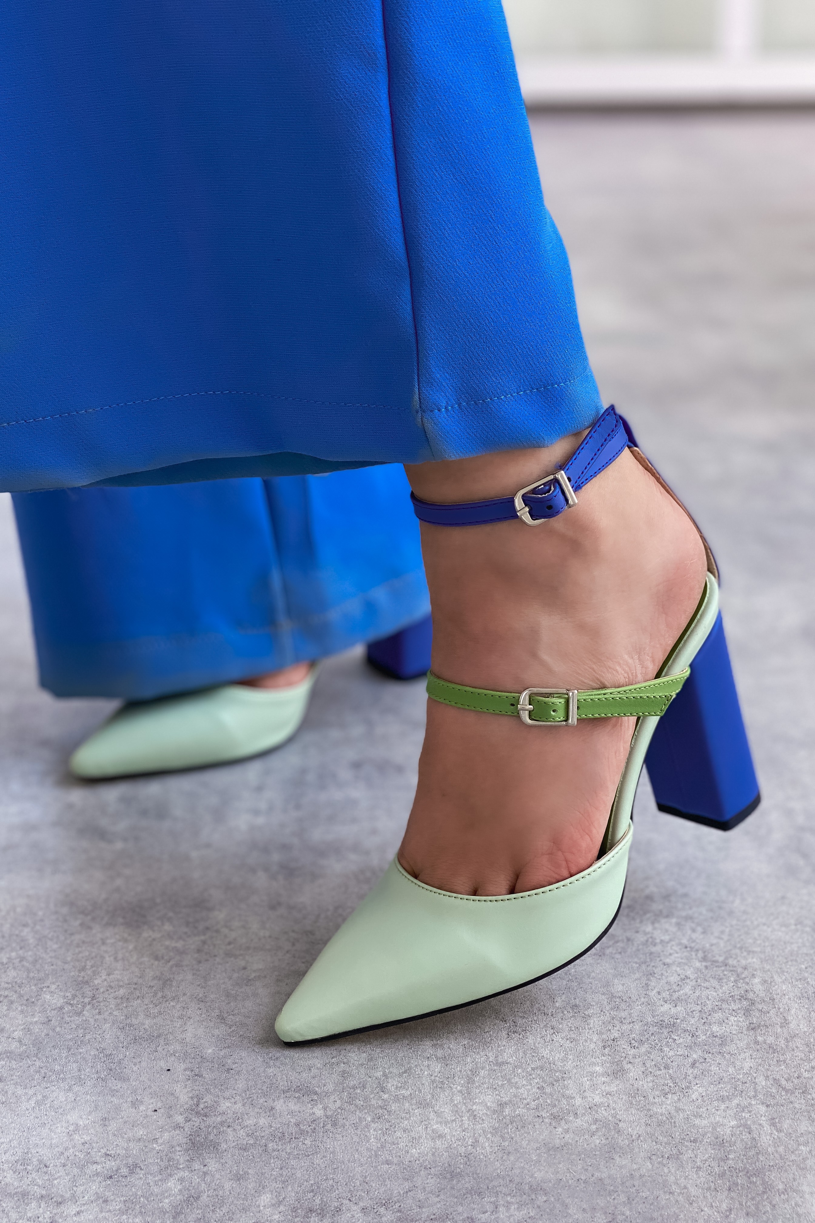 Olenpa Mat Deri Yüksek Topuklu Ayakkabı Yeşil