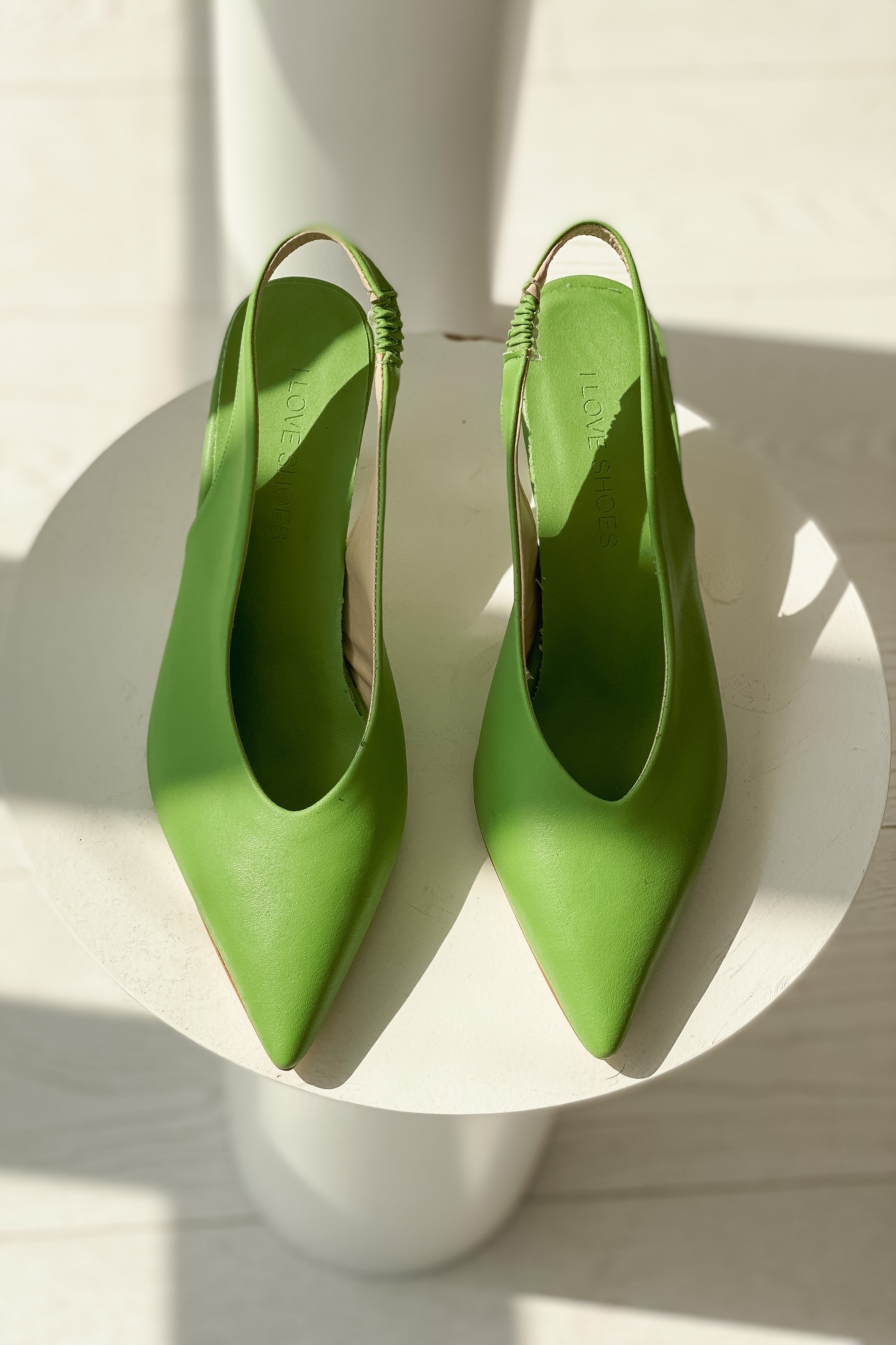 Deconde Mat Deri Kısa Topuklu Stiletto Yeşil