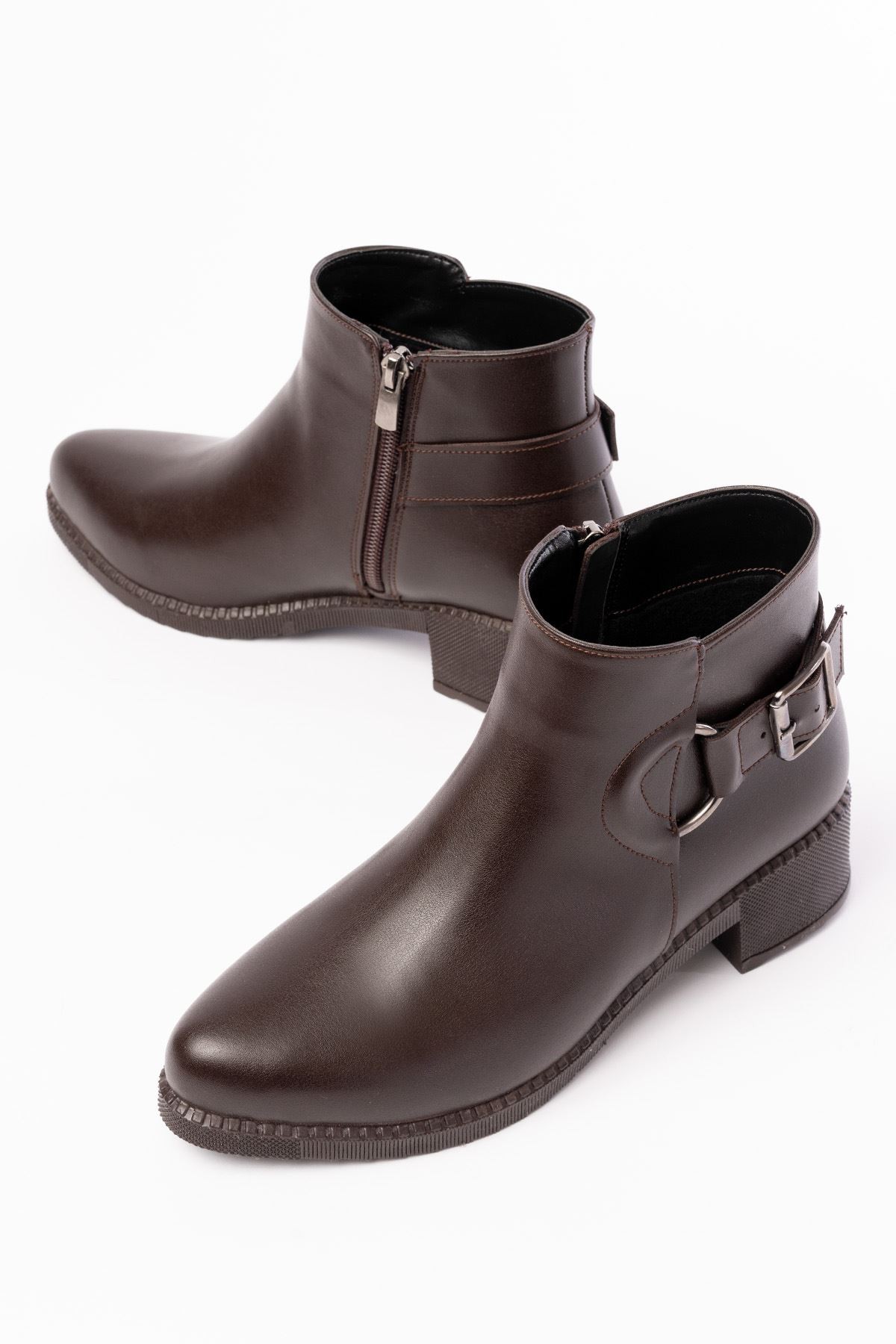 Quilor Brown Zipper Women's Boots