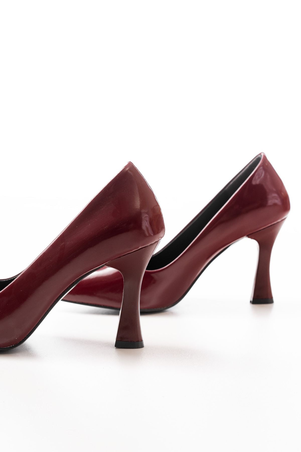 Bordo Rugan Günlük 9 cm Topuklu Kadın Stiletto Ayakkabı