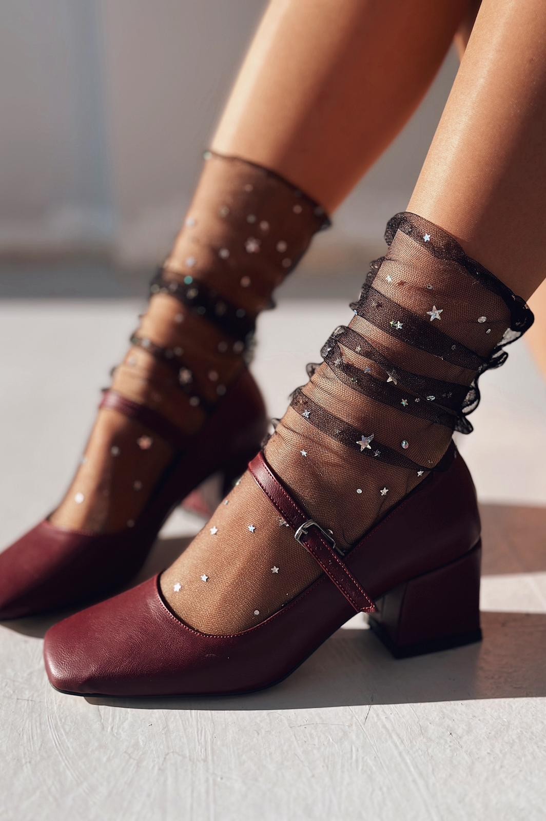 Monse Matte Leather Mary Jane Women's Heeled Shoes Burgundy