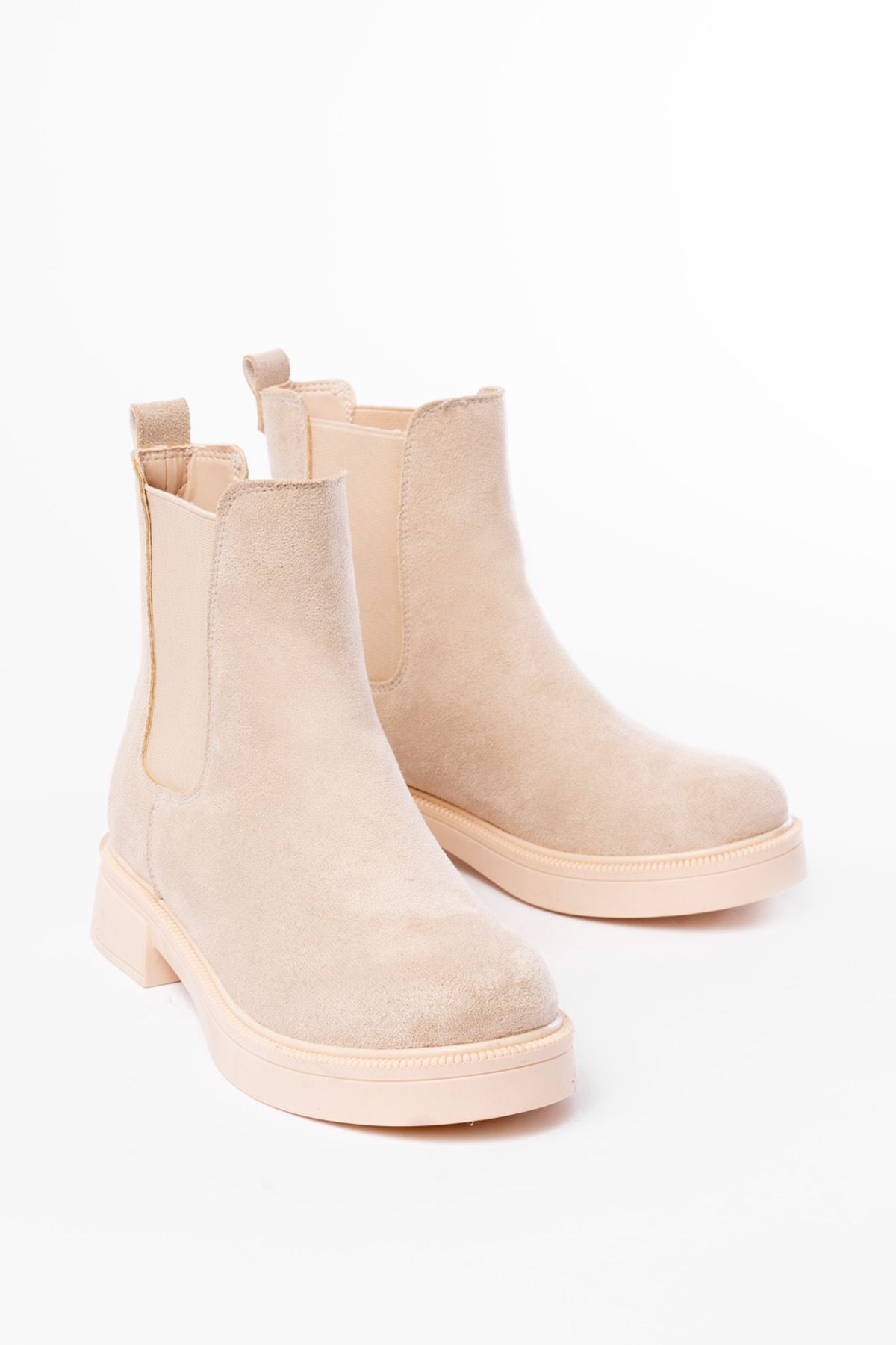 Soluna Beige Elastic Women's Boots