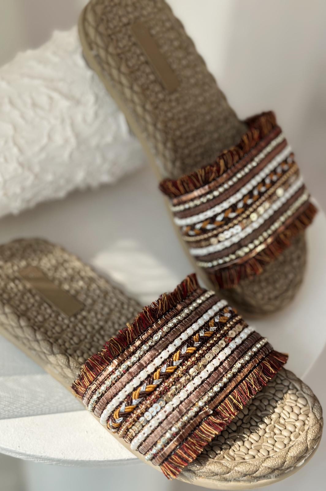 Forvi tassel detailed female slippers brown