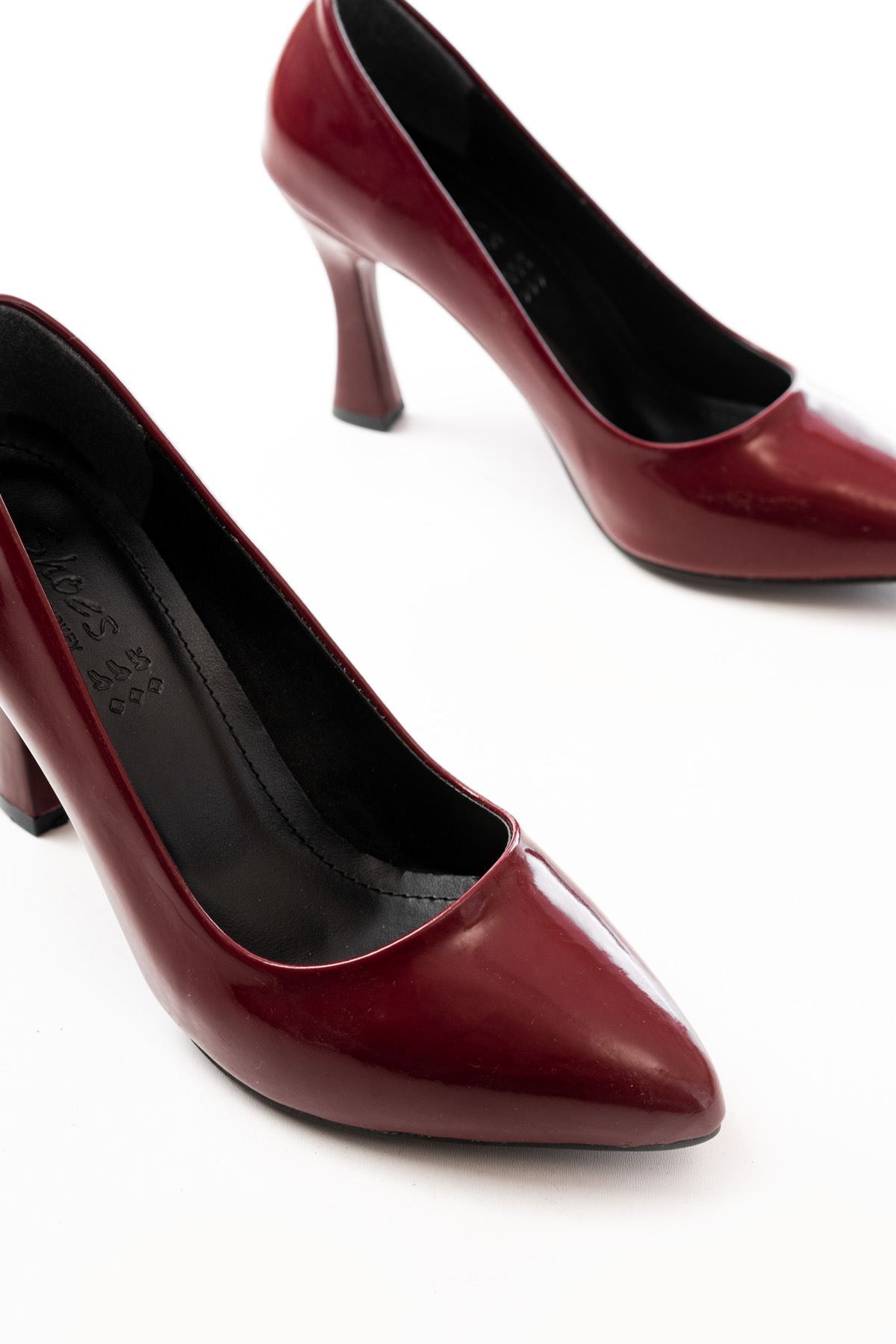 Bordo Rugan Günlük 9 cm Topuklu Kadın Stiletto Ayakkabı