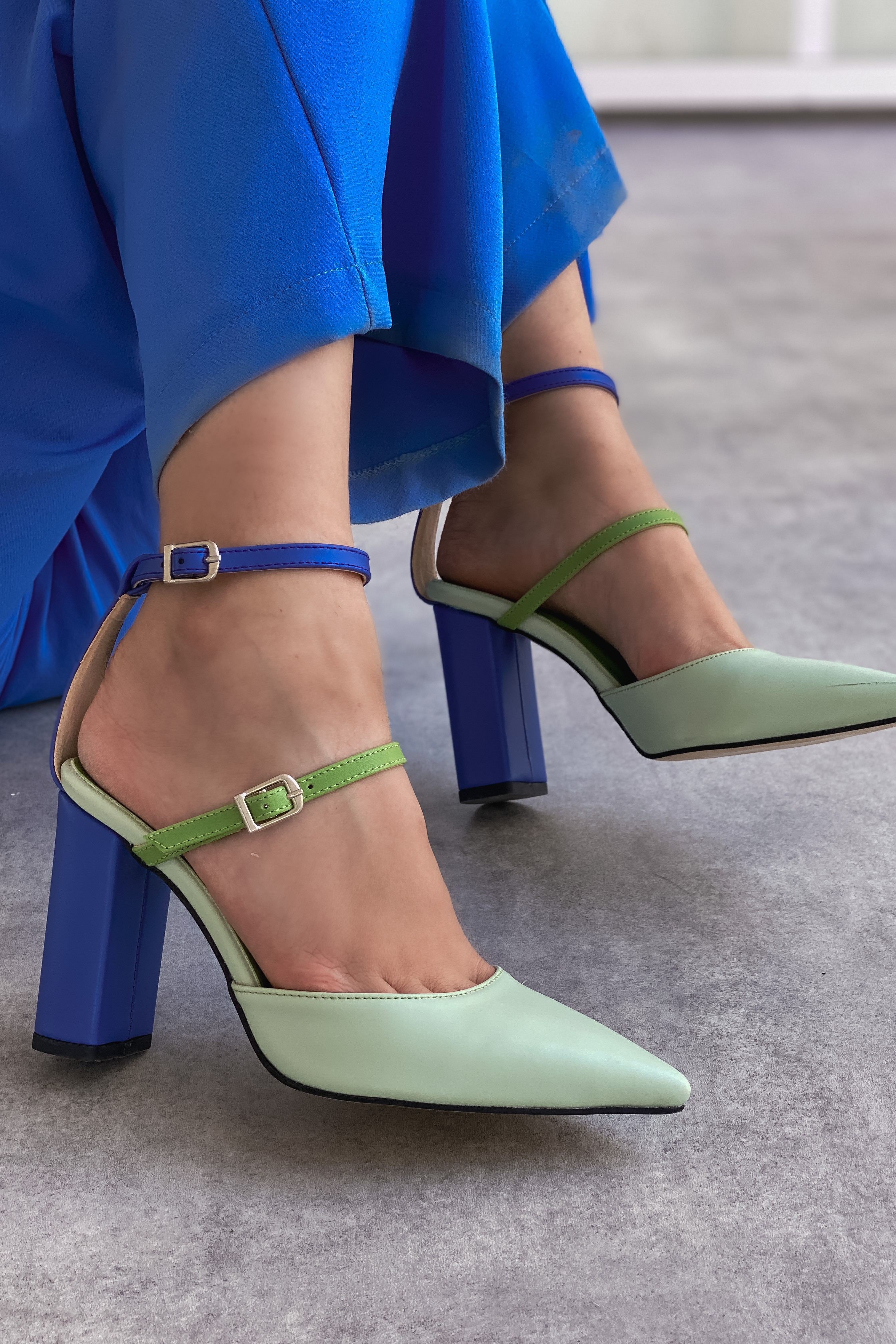 Olenpa Mat Deri Yüksek Topuklu Ayakkabı Yeşil