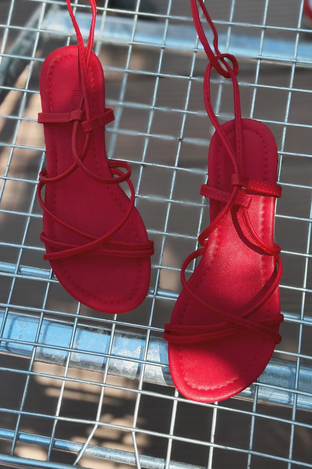 Devinsa Matte Leather Sandals Red