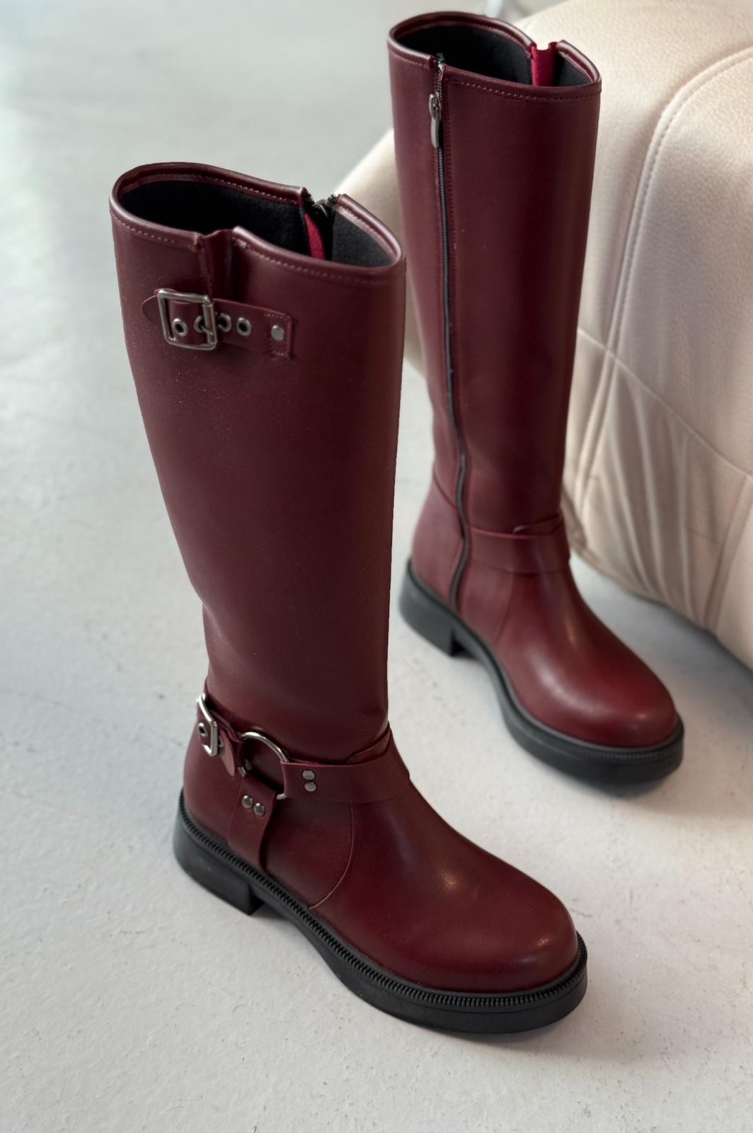 Nylix Burgundy Zipper Women's Boots