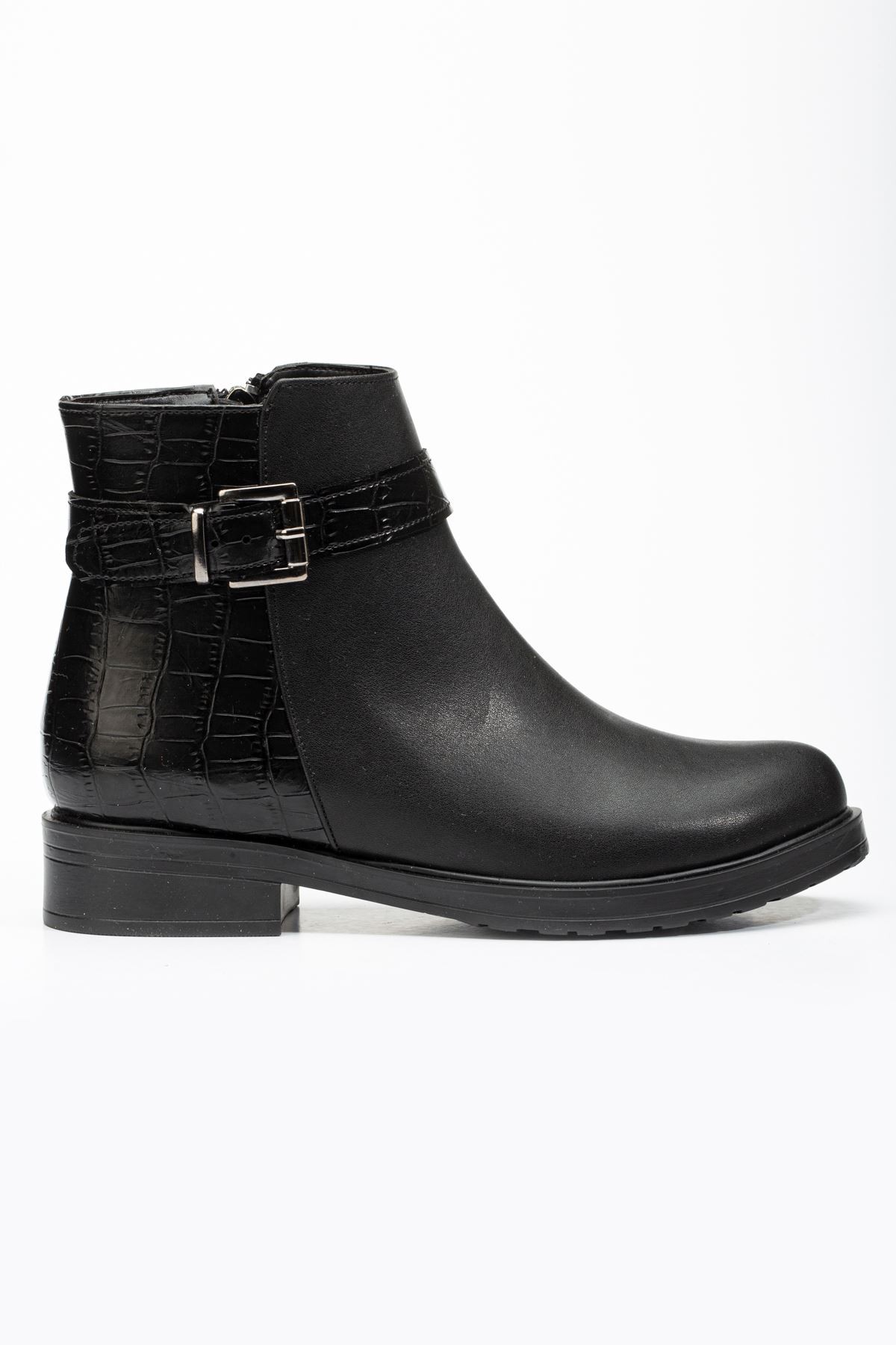 Elvoris Black Croc Zipper Women's Boots