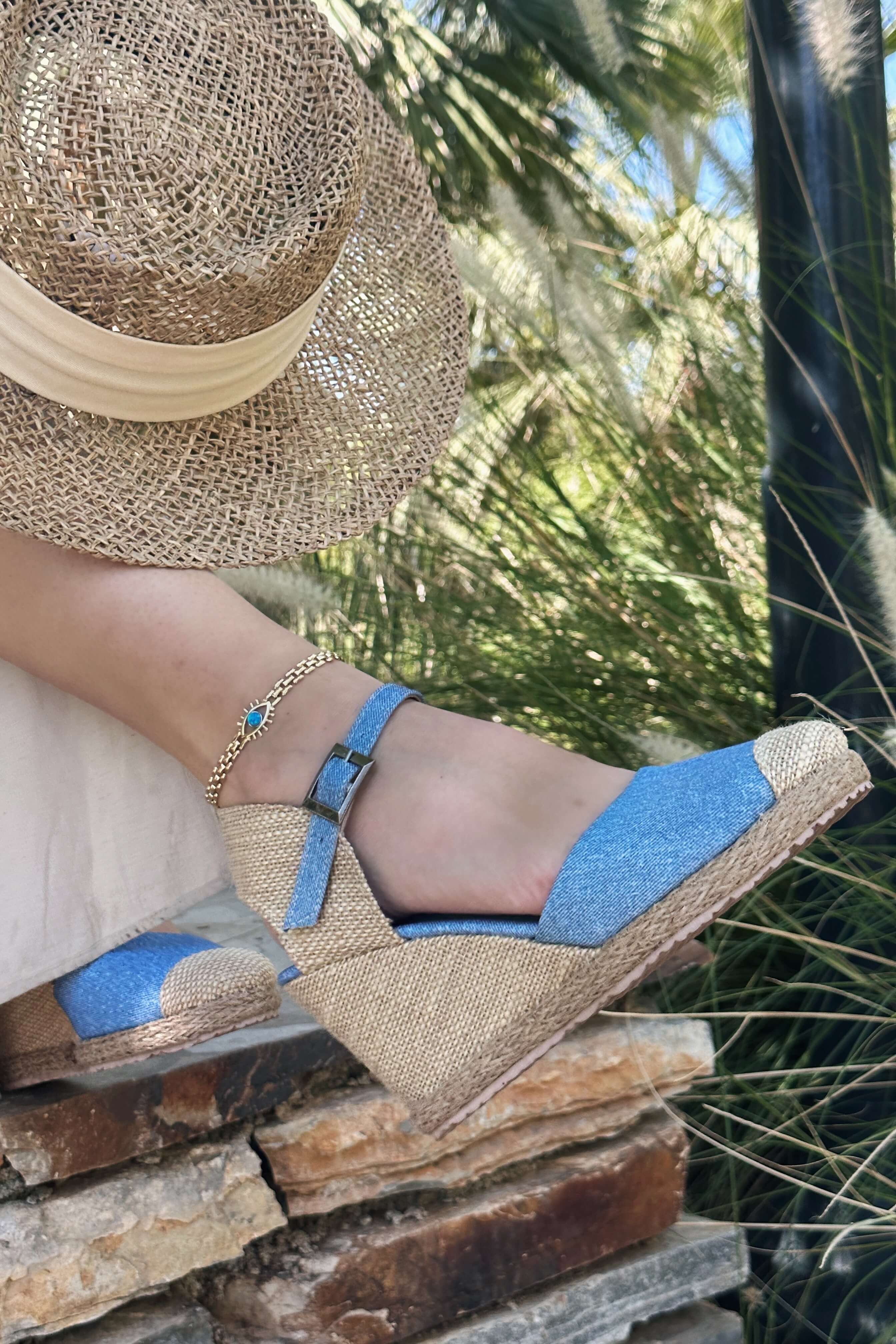 Rolina Jeans Kadın Dolgu Topuklu Ayakkabı Mavi