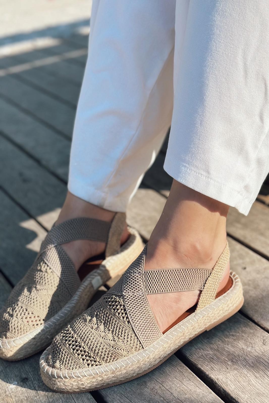 Bovena Tekstil Lastik Detaylı Espadril Kahverengi