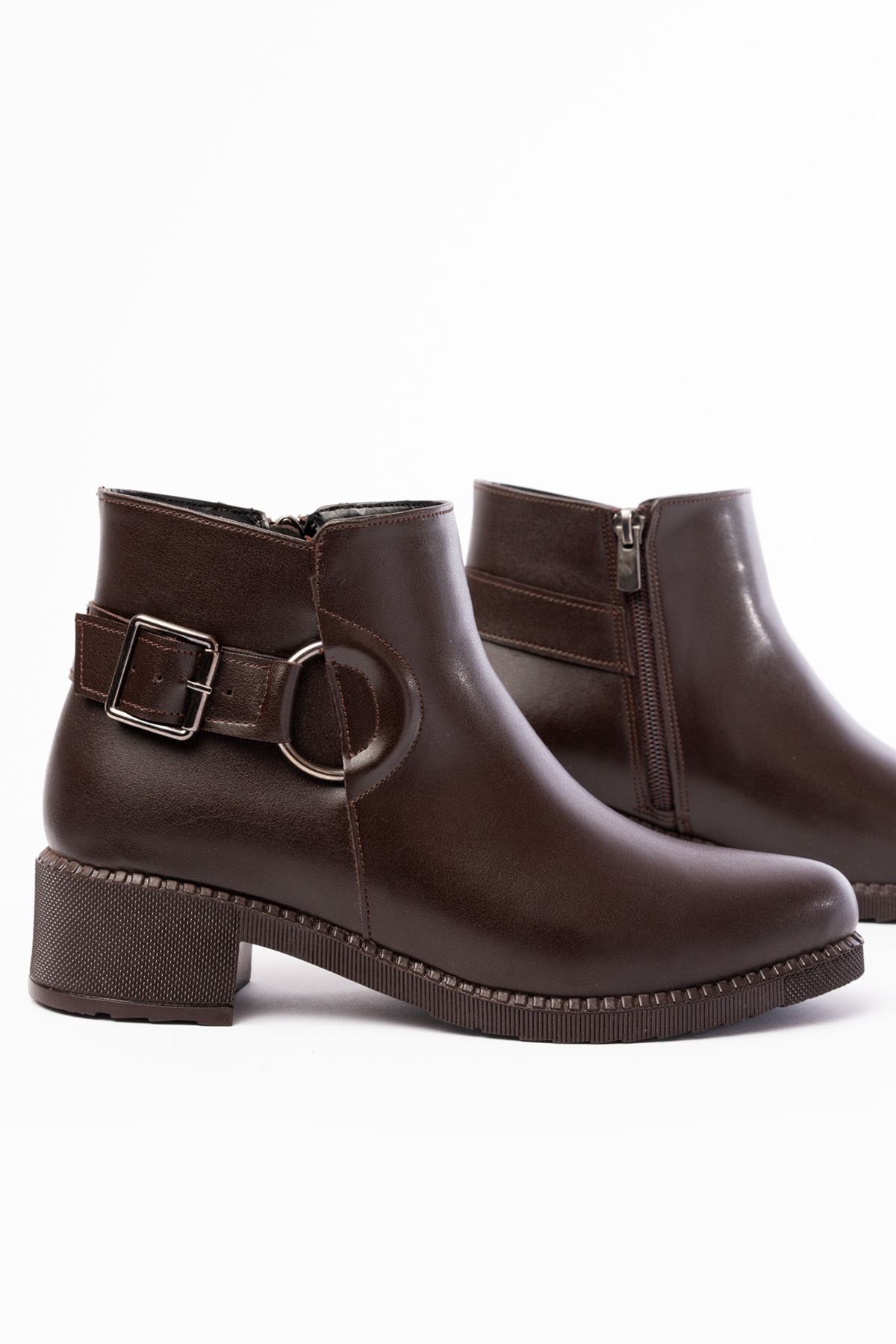 Quilor Brown Zipper Women's Boots