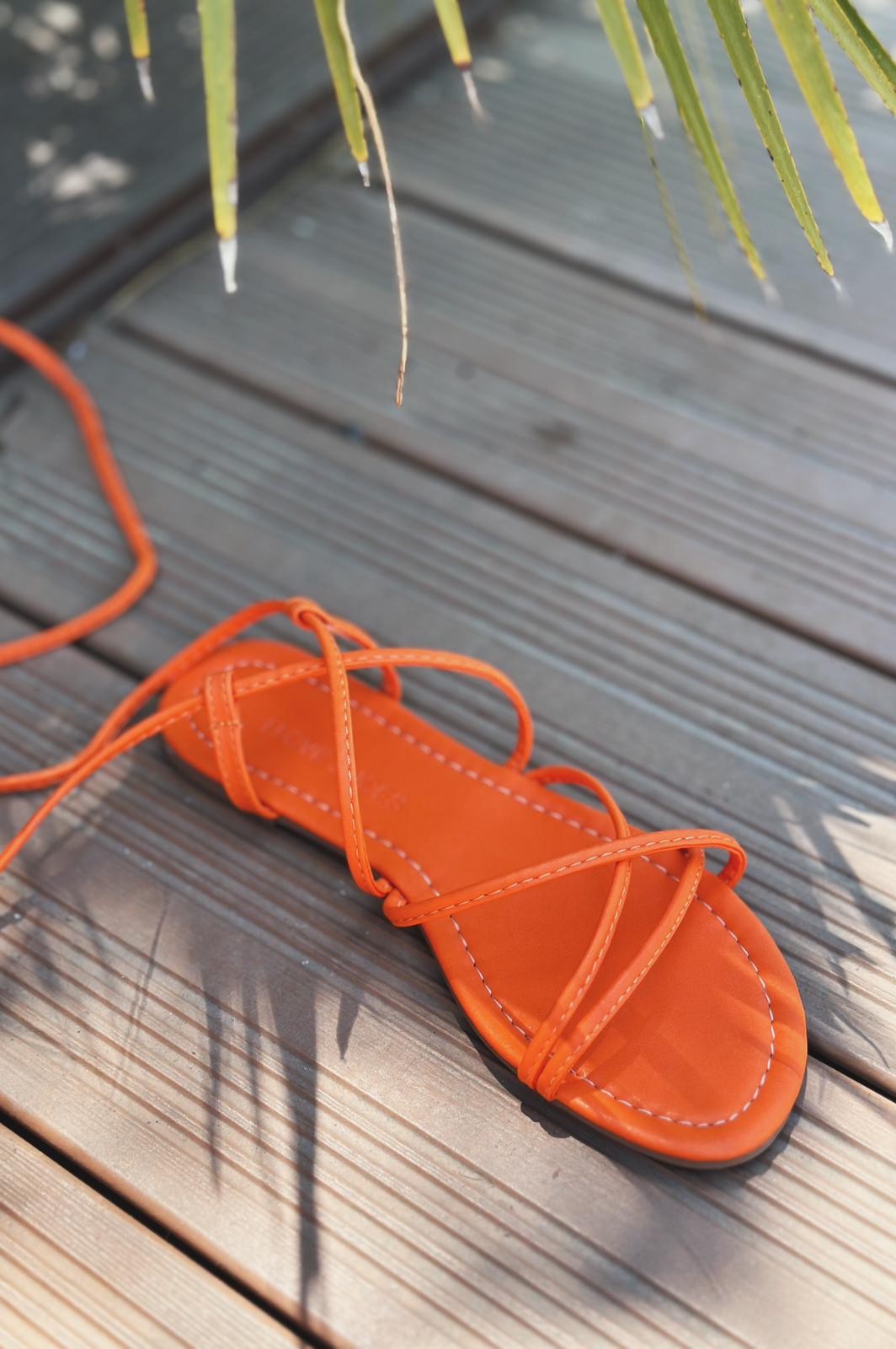 Devinsa Matte Leather Sandals Orange