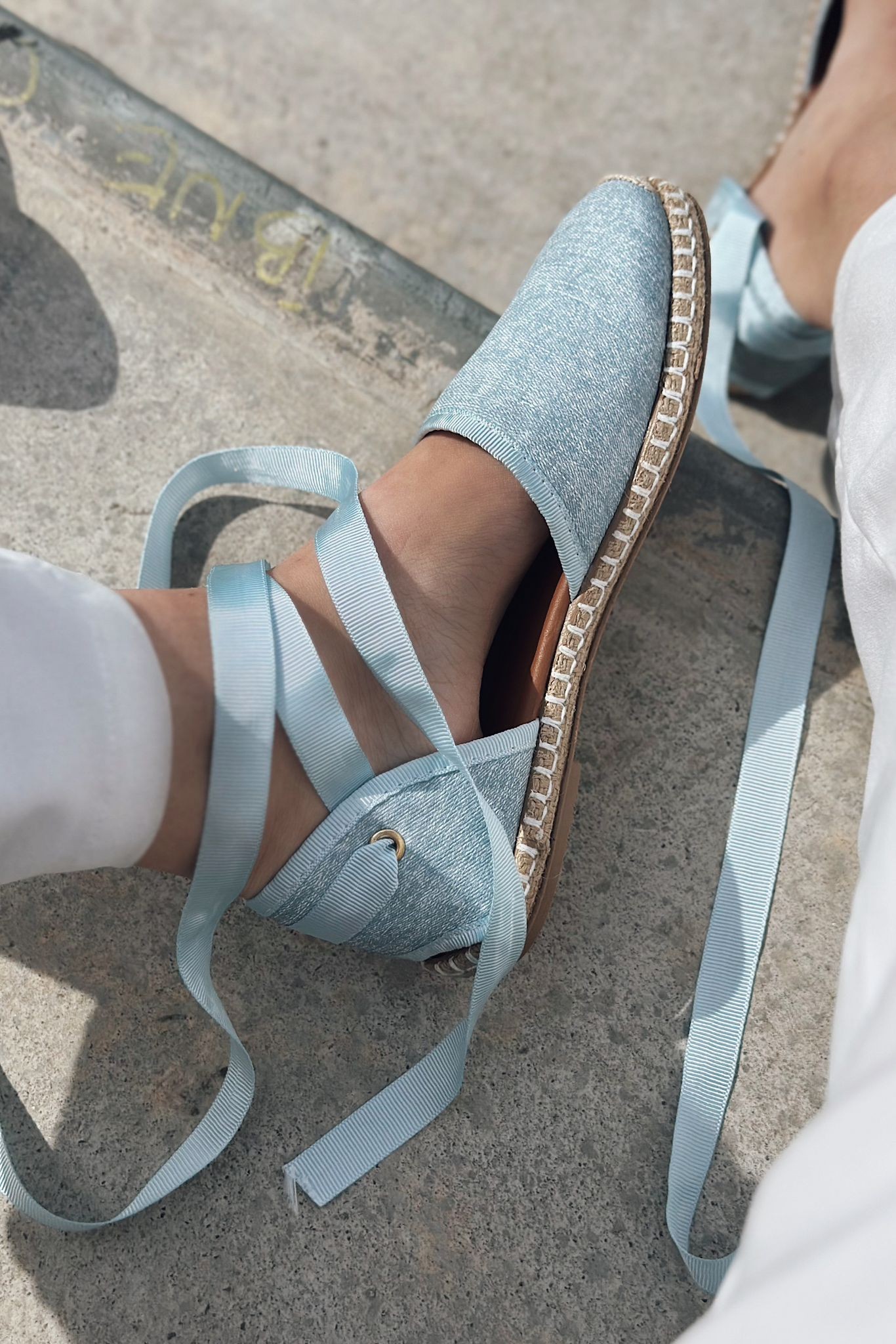 Roseta Jean Ankle Lace-up Babet Baby Blue