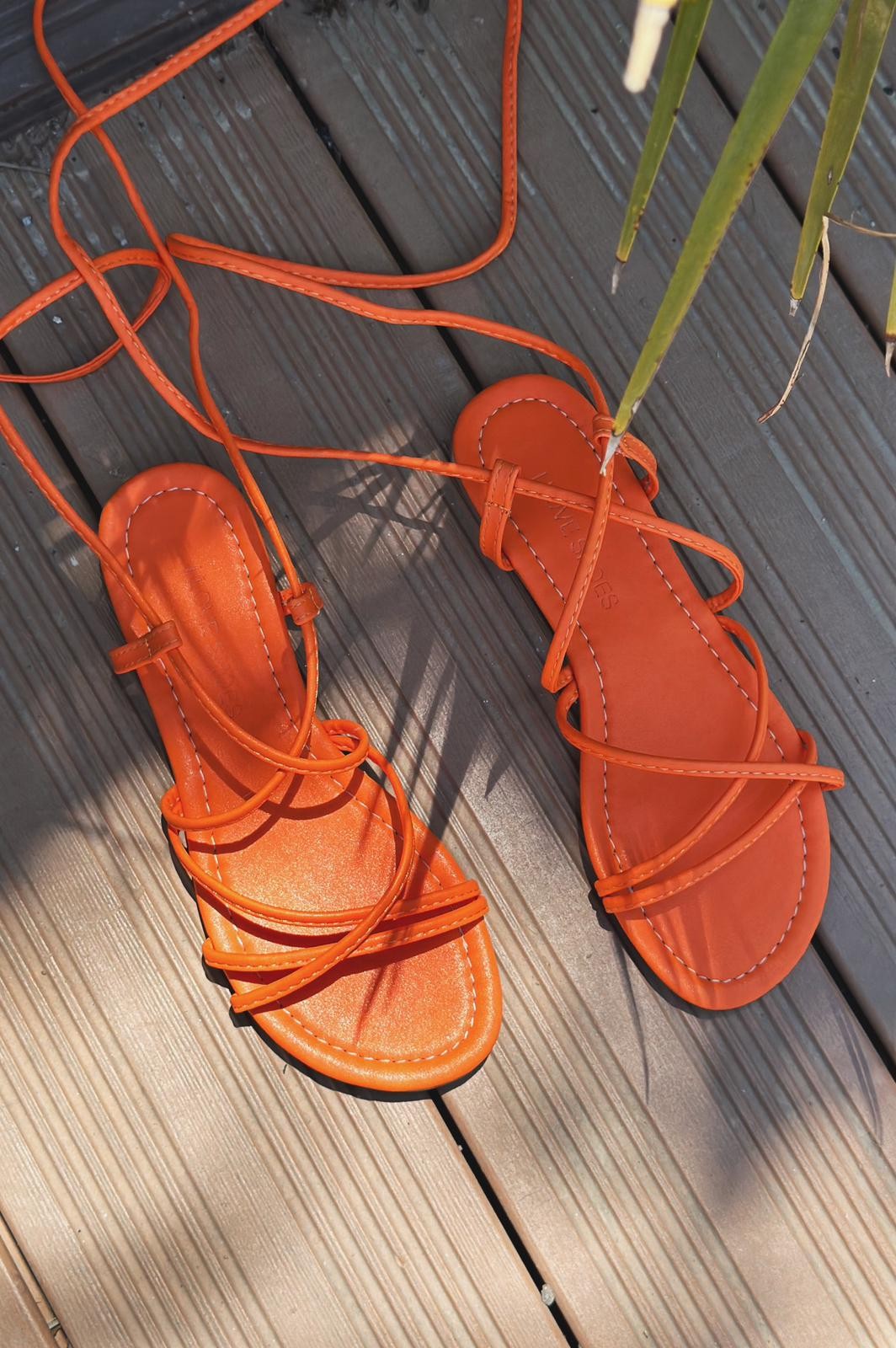 Devinsa Matte Leather Sandals Orange