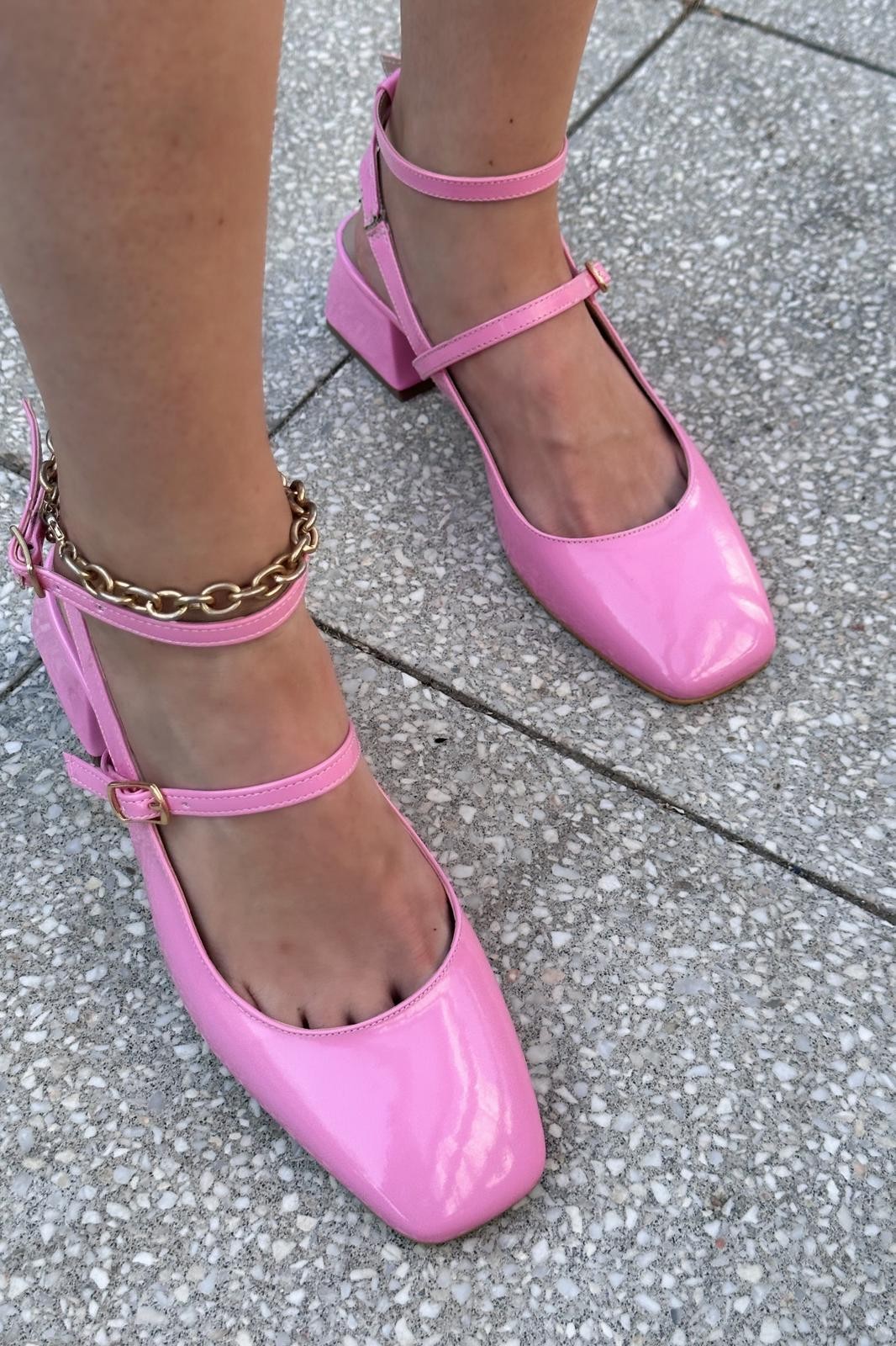 Notins Patent Leather Mary Jane Women Heels Pink Pink
