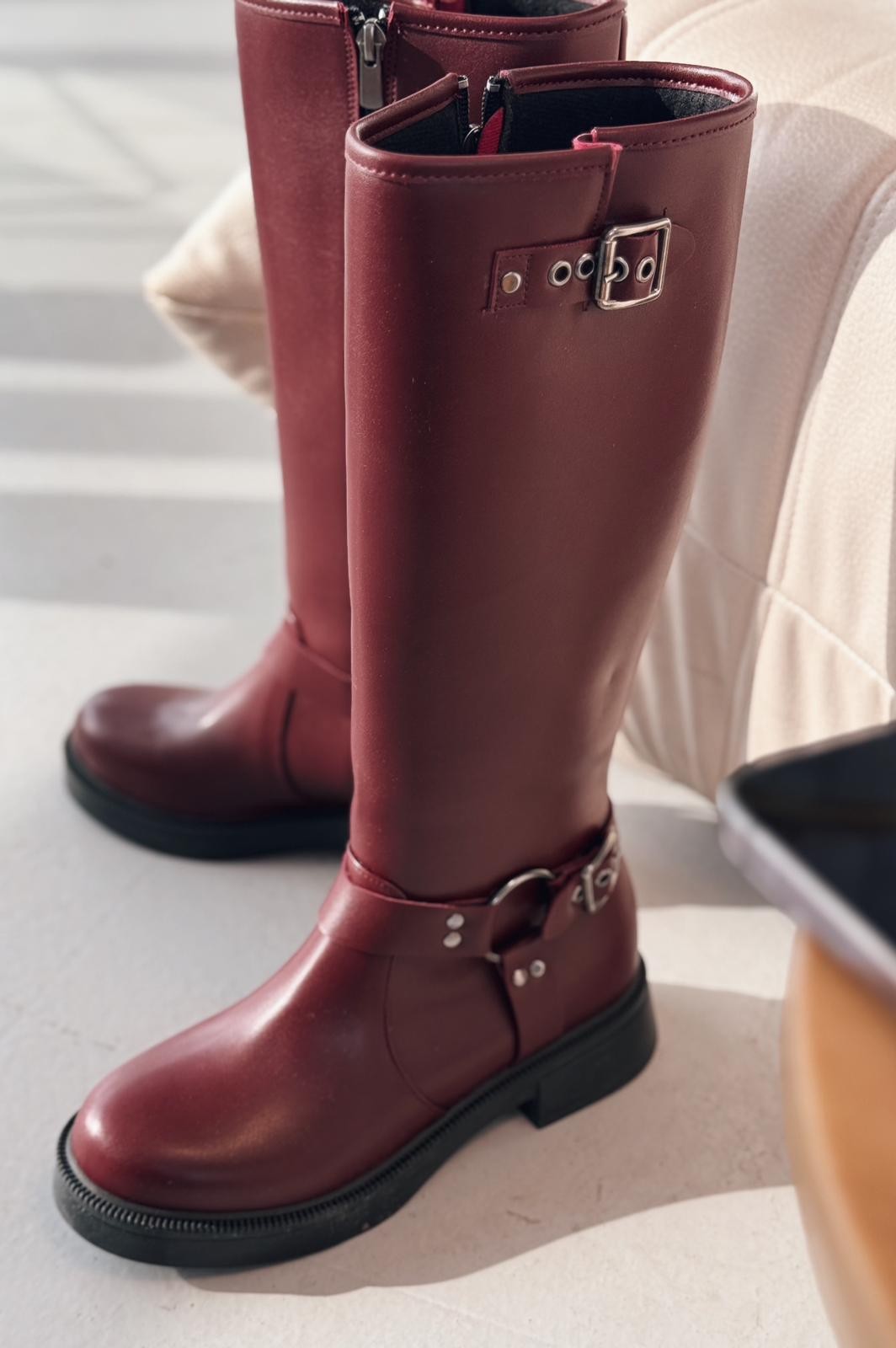 Nylix Burgundy Zipper Women's Boots