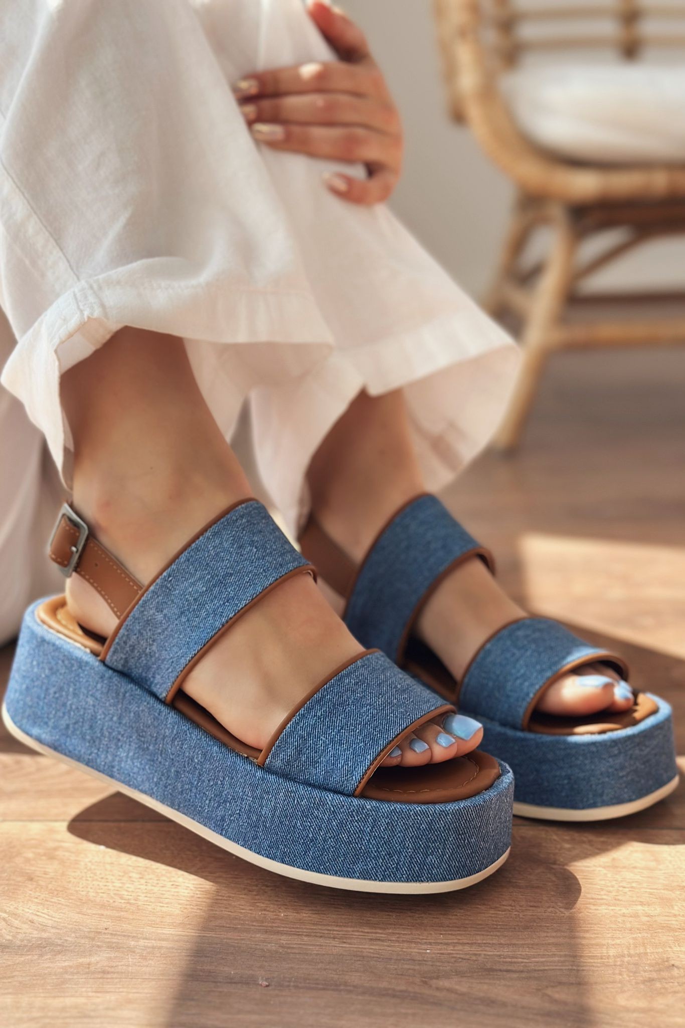 Pawens Jean Thick Sole Women's Sandals Blue