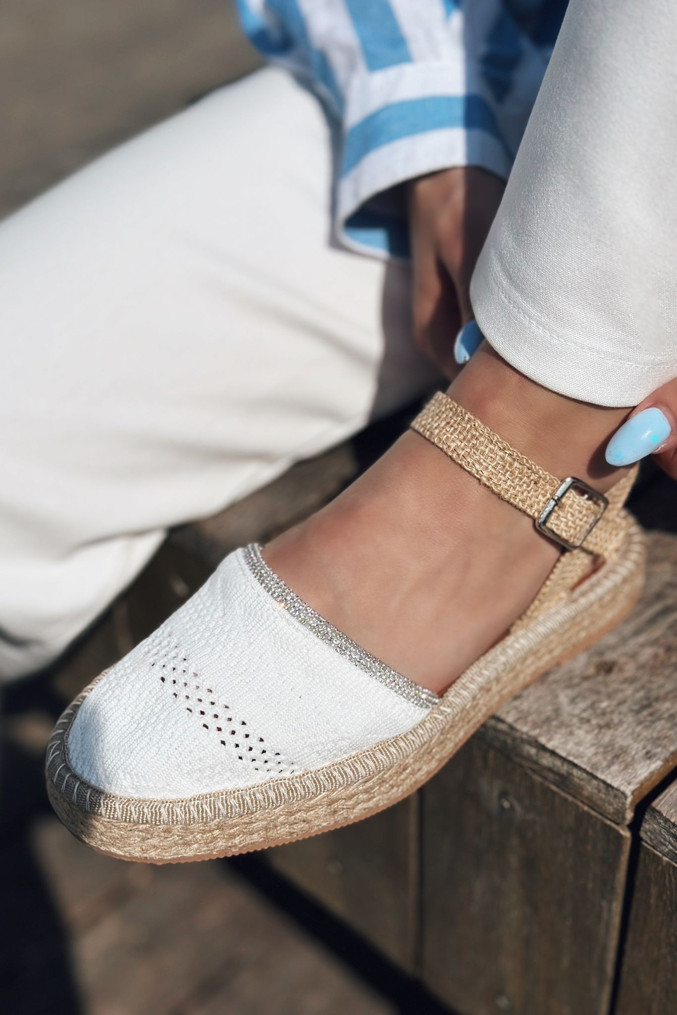 Crote Textile Stone Detailed Espadril White